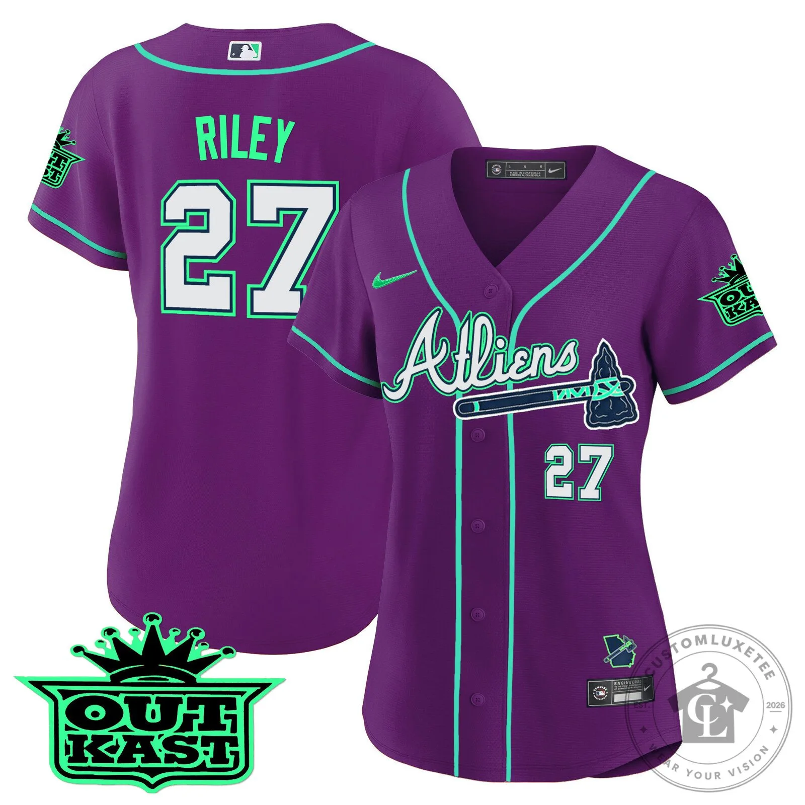 Ronald Acuña Jr. Atlanta Braves Atliens Baseball Jersey 107 Ronald Acuña Jr. Atlanta Braves Atliens Baseball Jersey