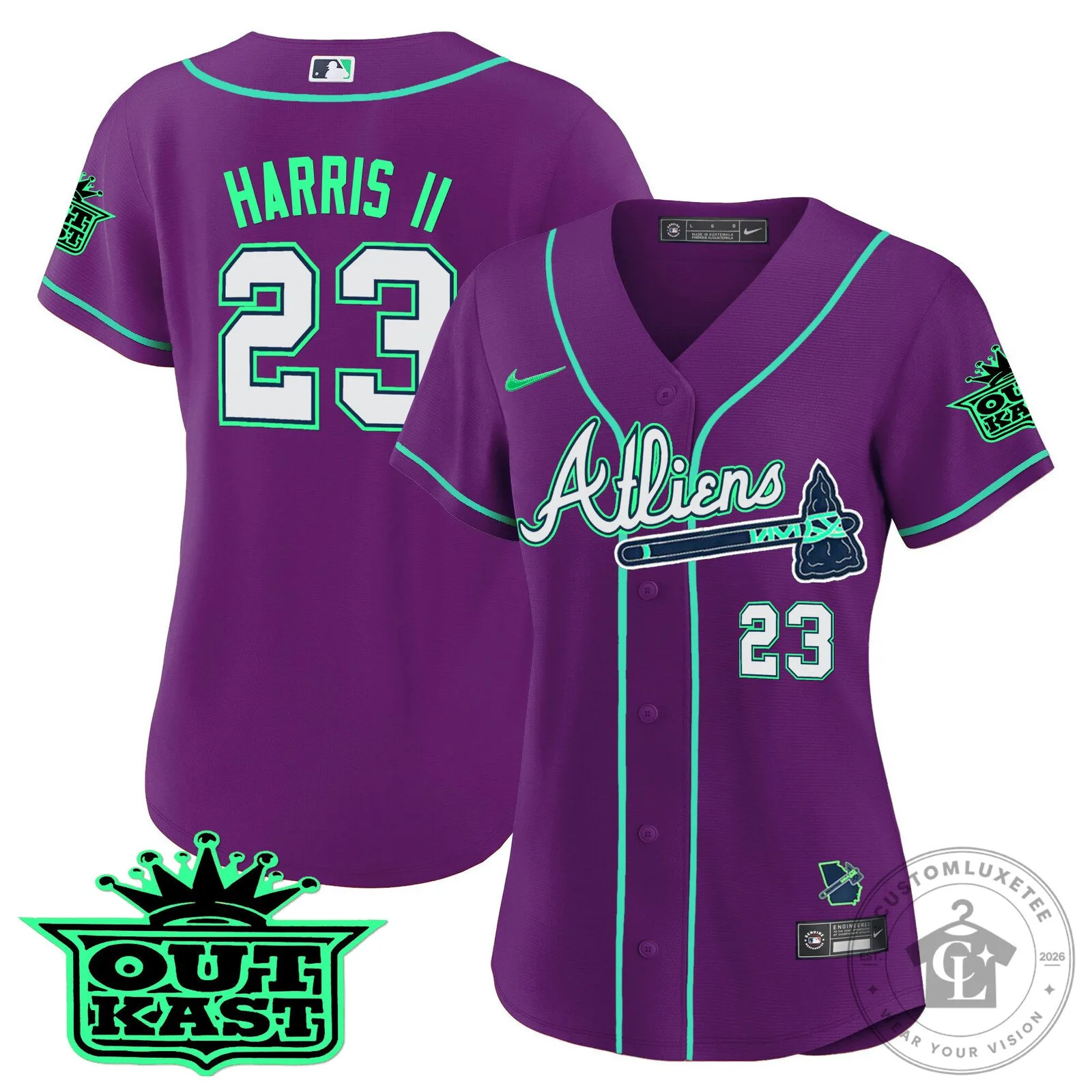Ronald Acuña Jr. Atlanta Braves Atliens Baseball Jersey 108 Ronald Acuña Jr. Atlanta Braves Atliens Baseball Jersey