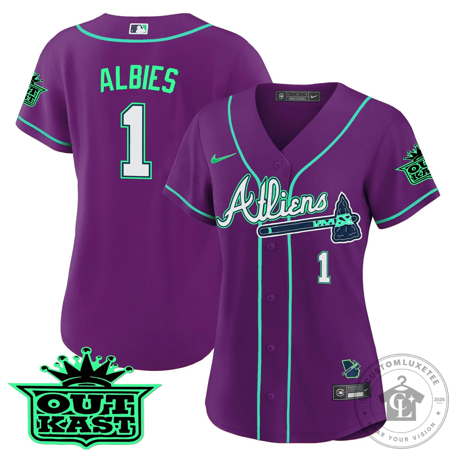 Ronald Acuña Jr. Atlanta Braves Atliens Baseball Jersey 110 Ronald Acuña Jr. Atlanta Braves Atliens Baseball Jersey