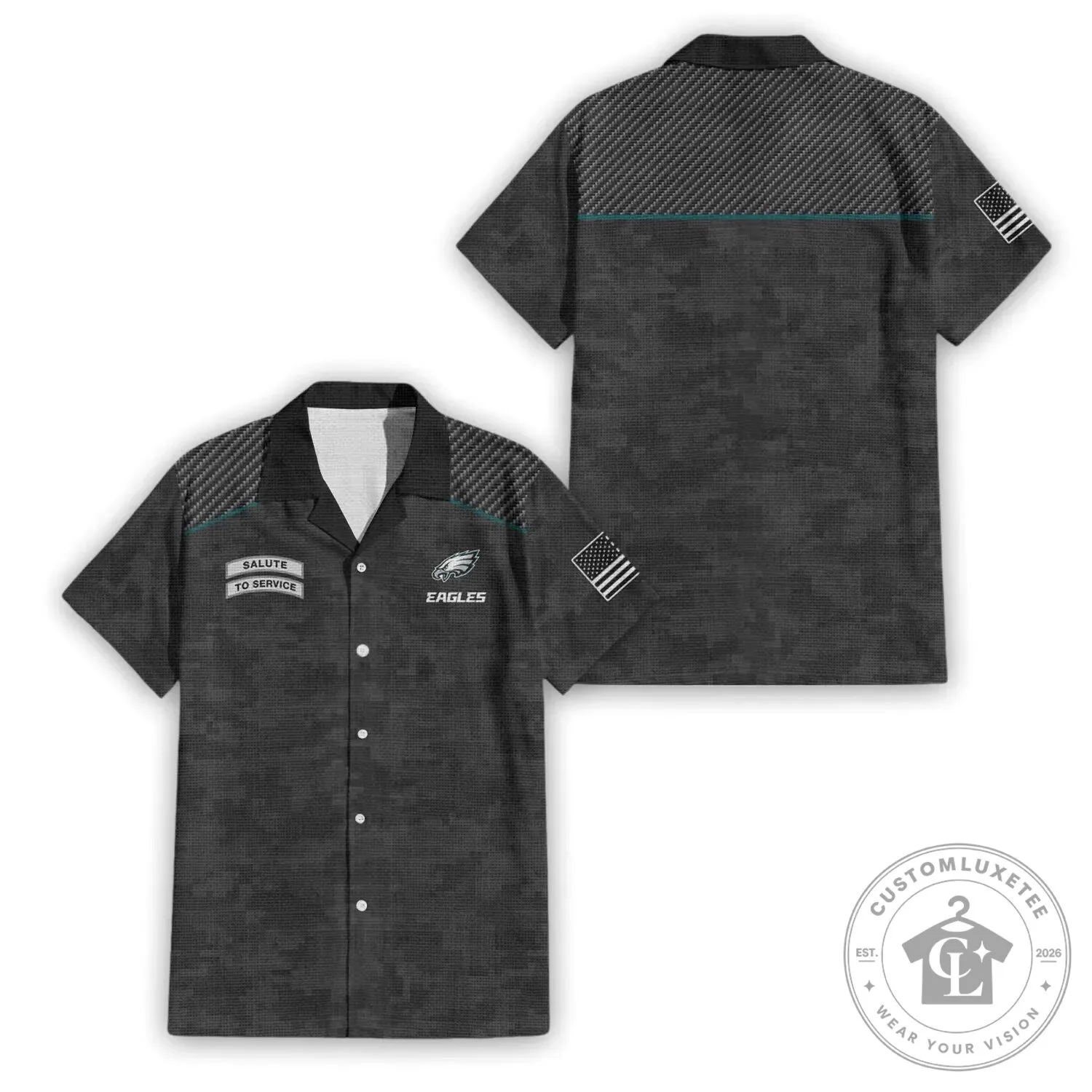 Philadelphia Eagles Salute To Service Premium Hawaiian Shirt 1 Philadelphia Eagles Salute To Service Premium Hawaiian Shirt