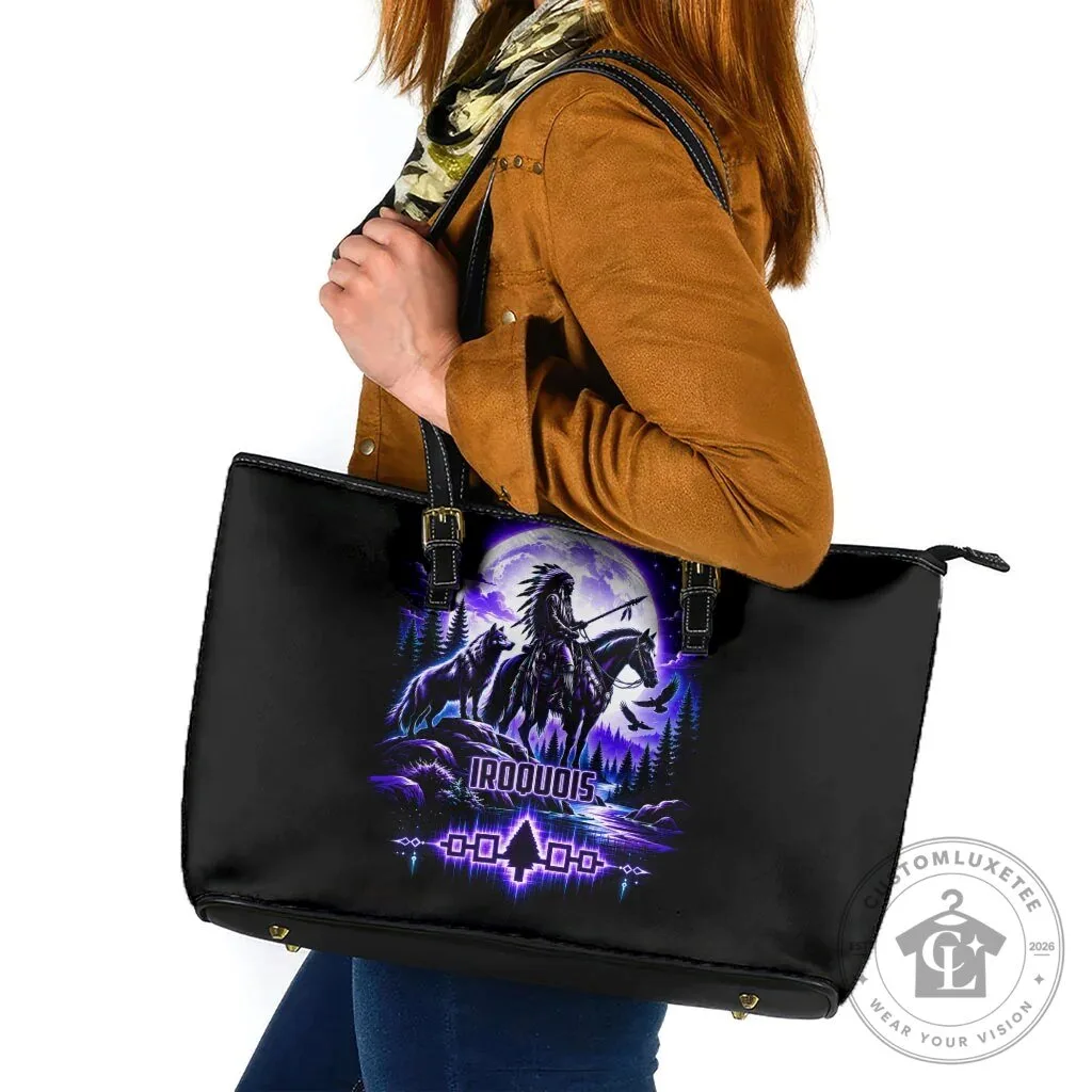 Iroquois Native American Warrior Wolf Moon Spirit Tribal Art Leather Tote Bag 8 Iroquois Native American Warrior Wolf Moon Spirit Tribal Art Leather Tote Bag