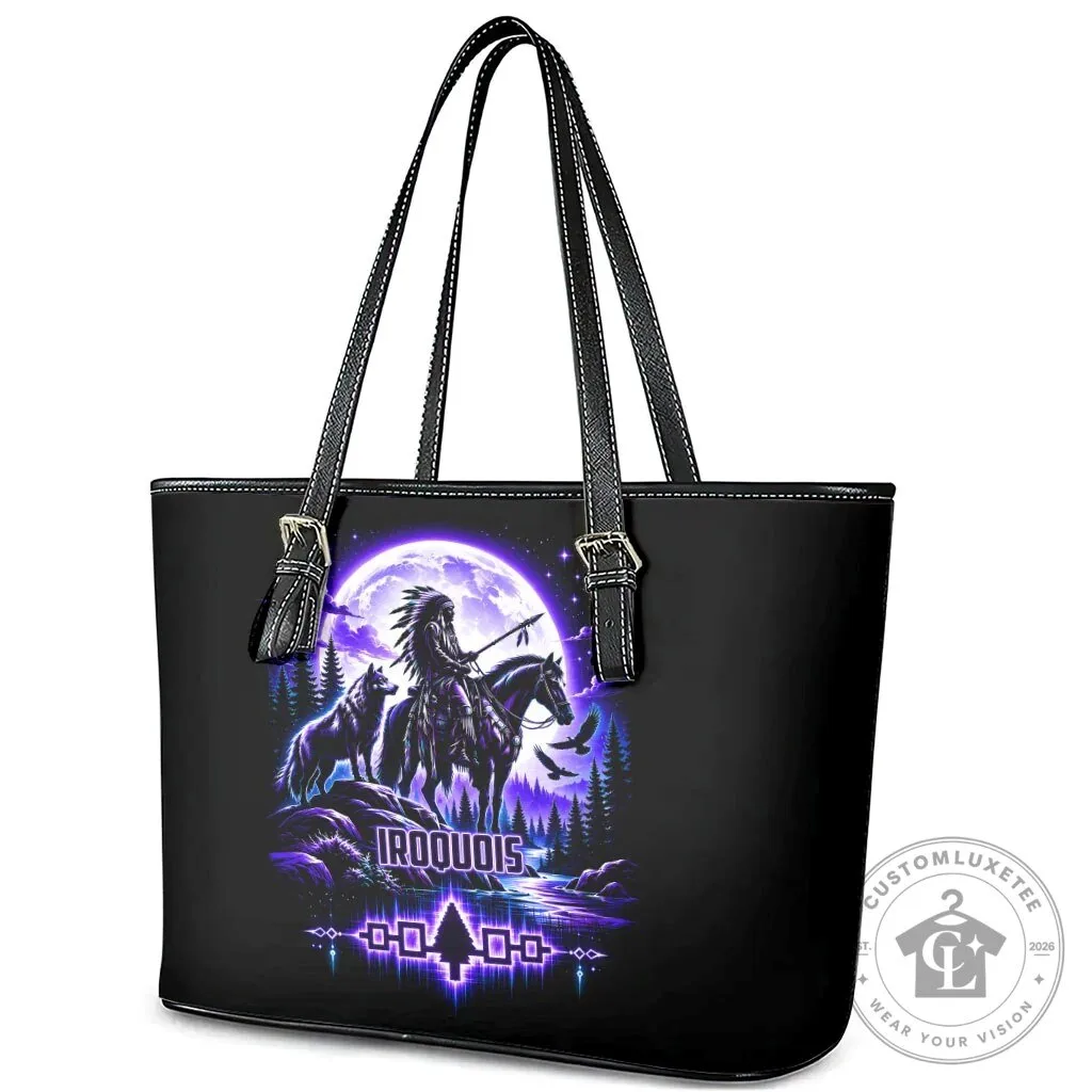 Iroquois Native American Warrior Wolf Moon Spirit Tribal Art Leather Tote Bag 13 Iroquois Native American Warrior Wolf Moon Spirit Tribal Art Leather Tote Bag