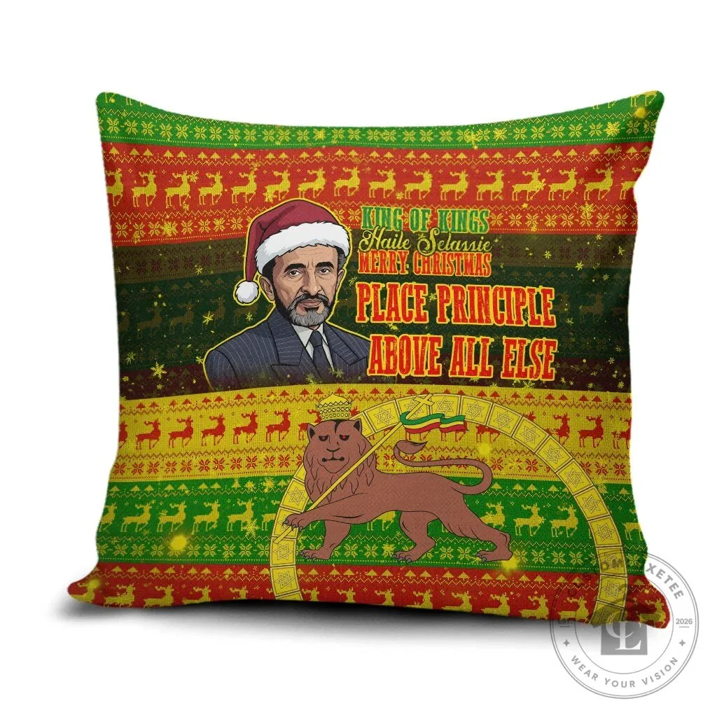 Haile Selassie Christmas King Of Kings Lion Of Judah Holiday Pillow Cover