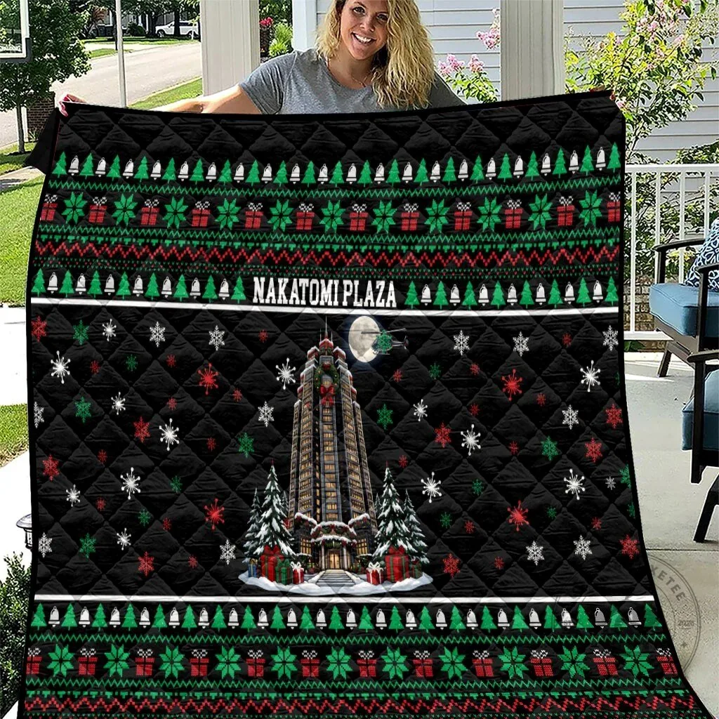 Nakatomi Plaza Christmas Party Ugly Sweater Style Quilted Blanket
