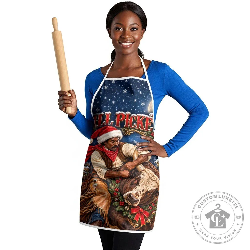 Bill Pickett Christmas Bull Rider Snowy Winter Western Rodeo Night Art Apron 7 Bill Pickett Christmas Bull Rider Snowy Winter Western Rodeo Night Art Apron