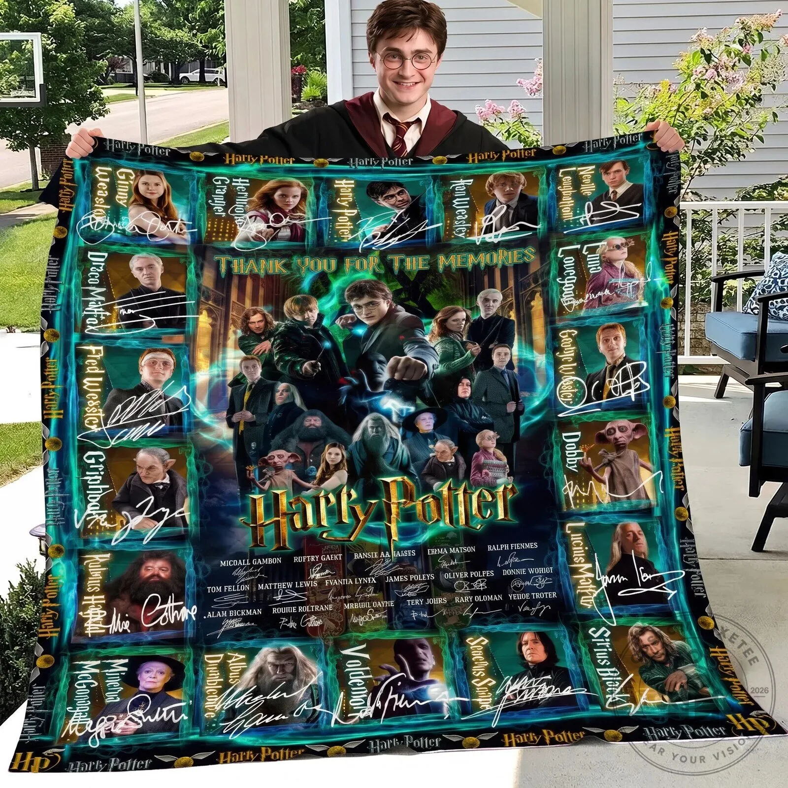 Harry Potter Thank You For The Memories Character Signatures Fleece Blanket