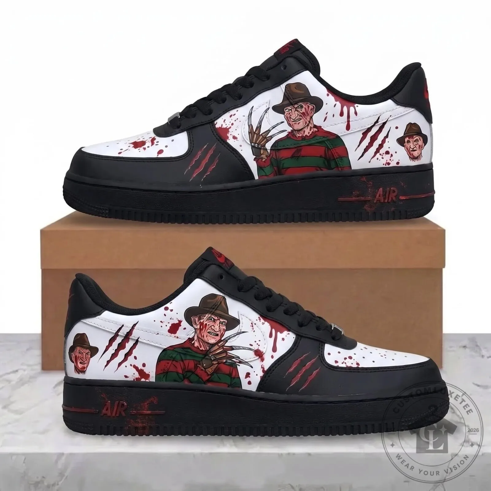 Freddy Krueger Nightmare on Elm Street Horror Movie Custom Low Top Sneakers