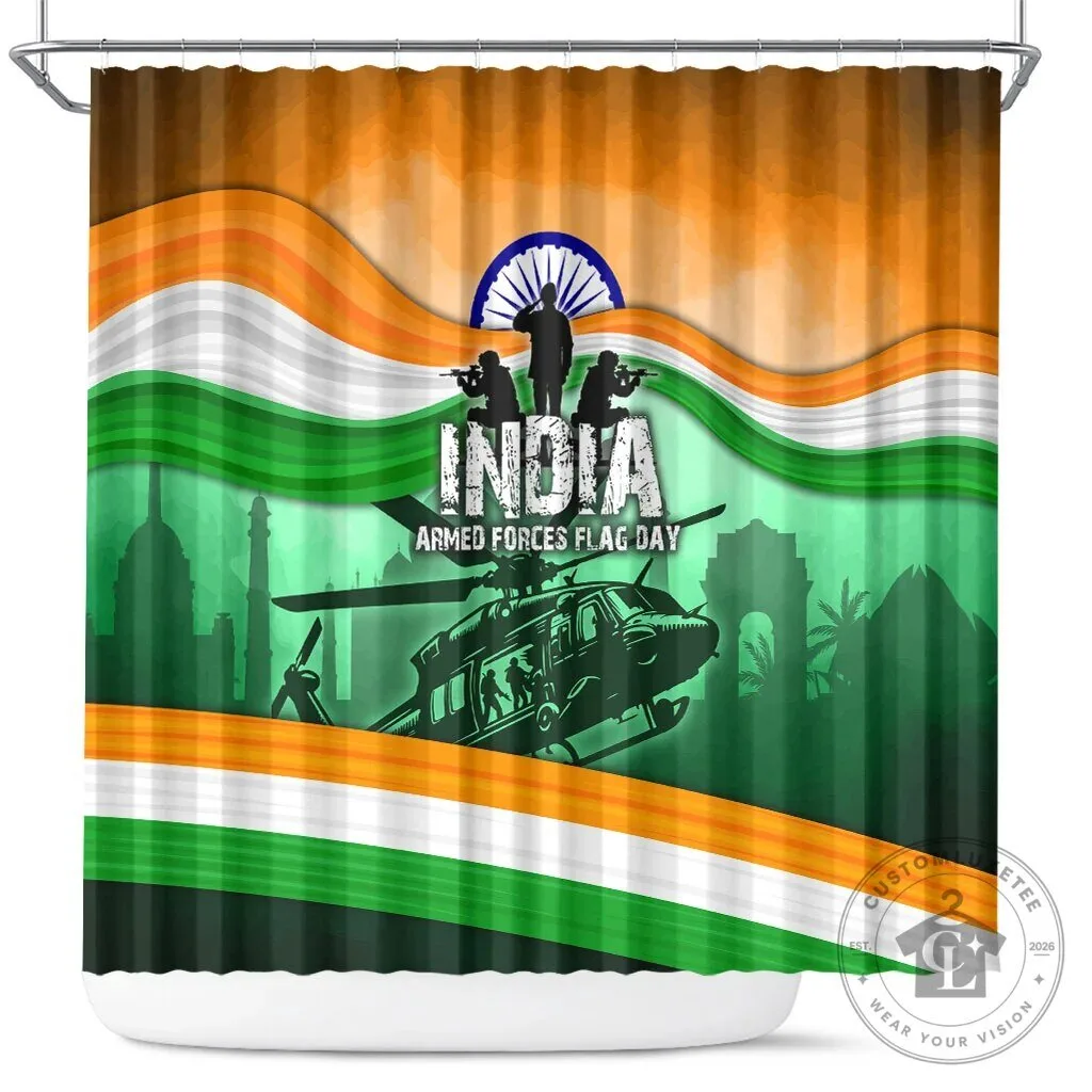 India Armed Forces Flag Day Patriotic Indian Military Shower Curtain