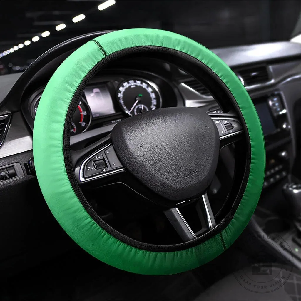 Solid Green Car Steering Wheel Cover for Vehicle Interior Decoration and Protection
