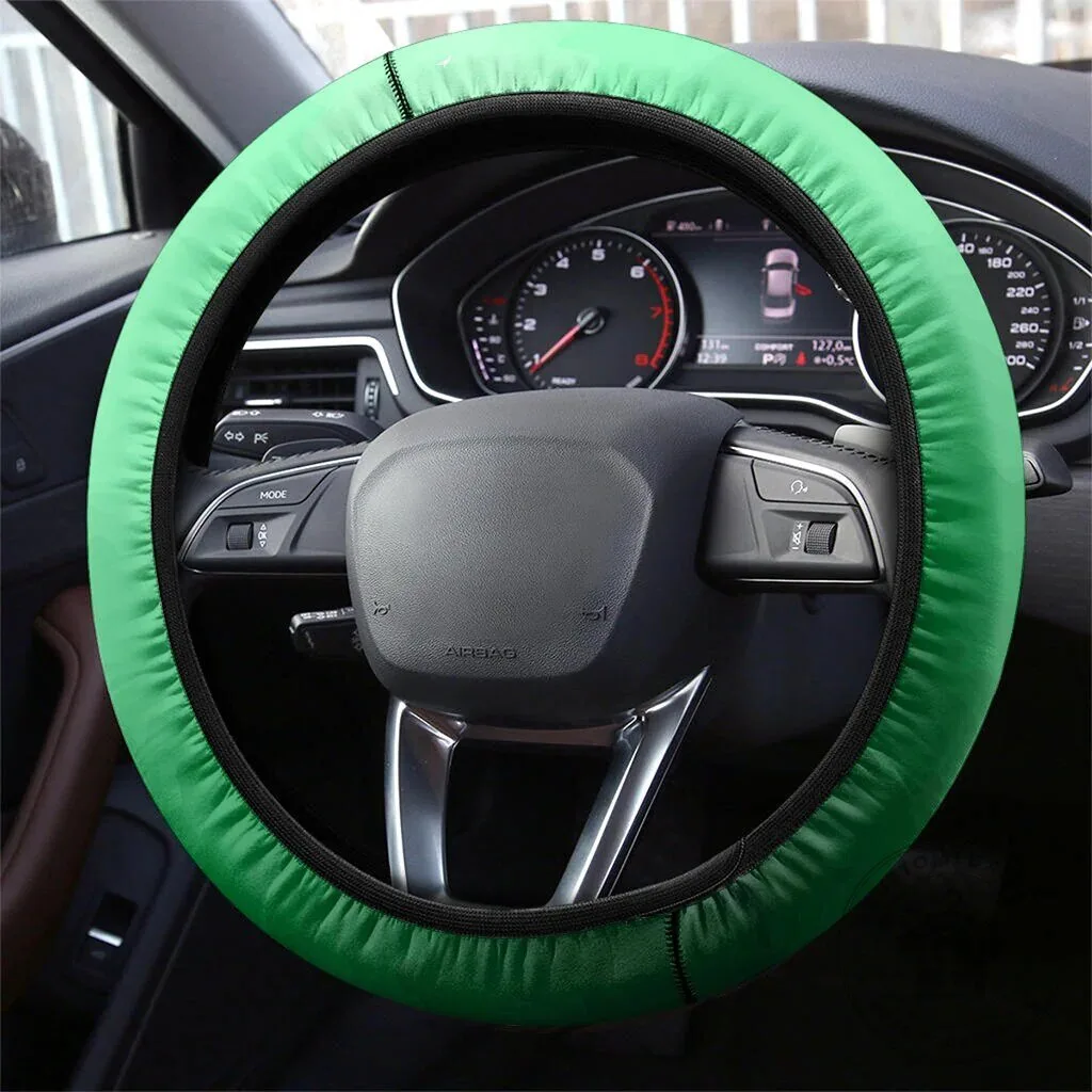 Solid Green Car Steering Wheel Cover for Vehicle Interior Decoration and Protection 5 Solid Green Car Steering Wheel Cover for Vehicle Interior Decoration and Protection