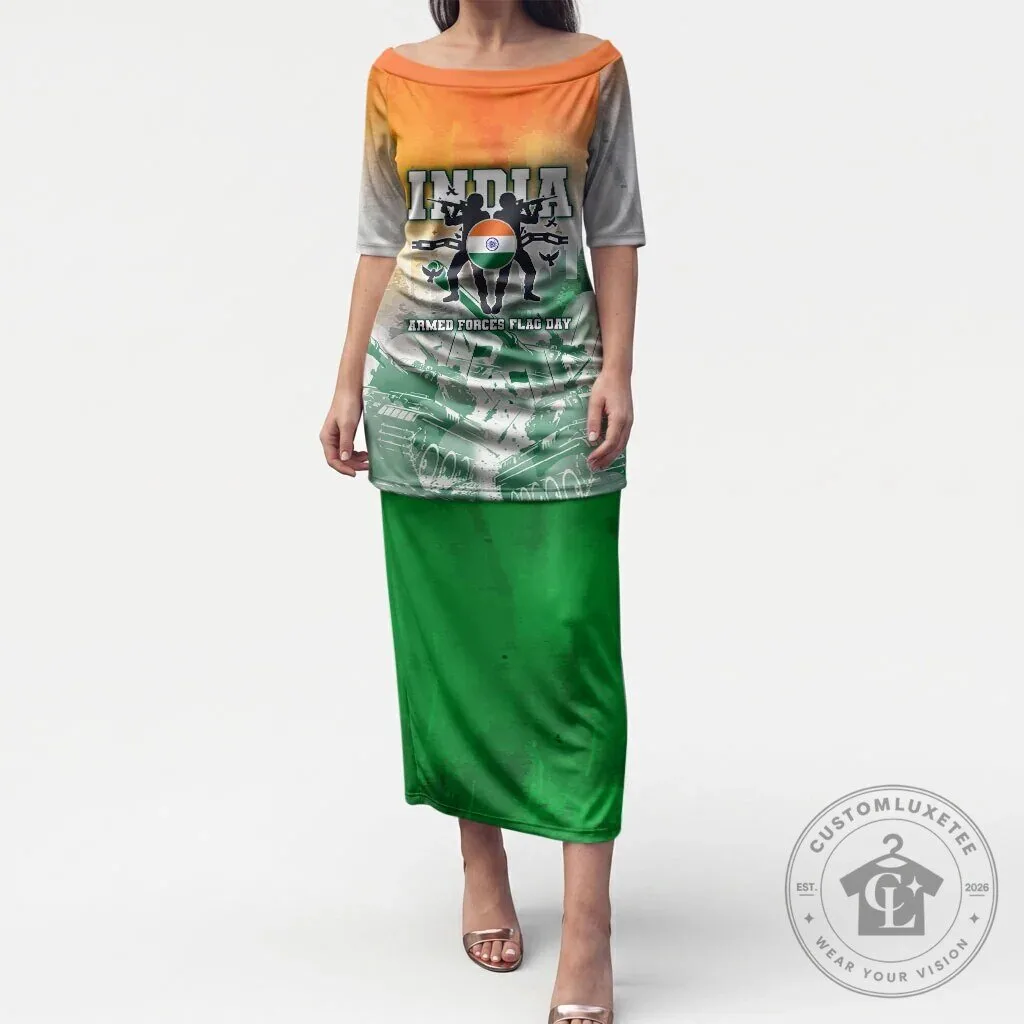 India Armed Forces Flag Day Off-Shoulder Dress for Women
