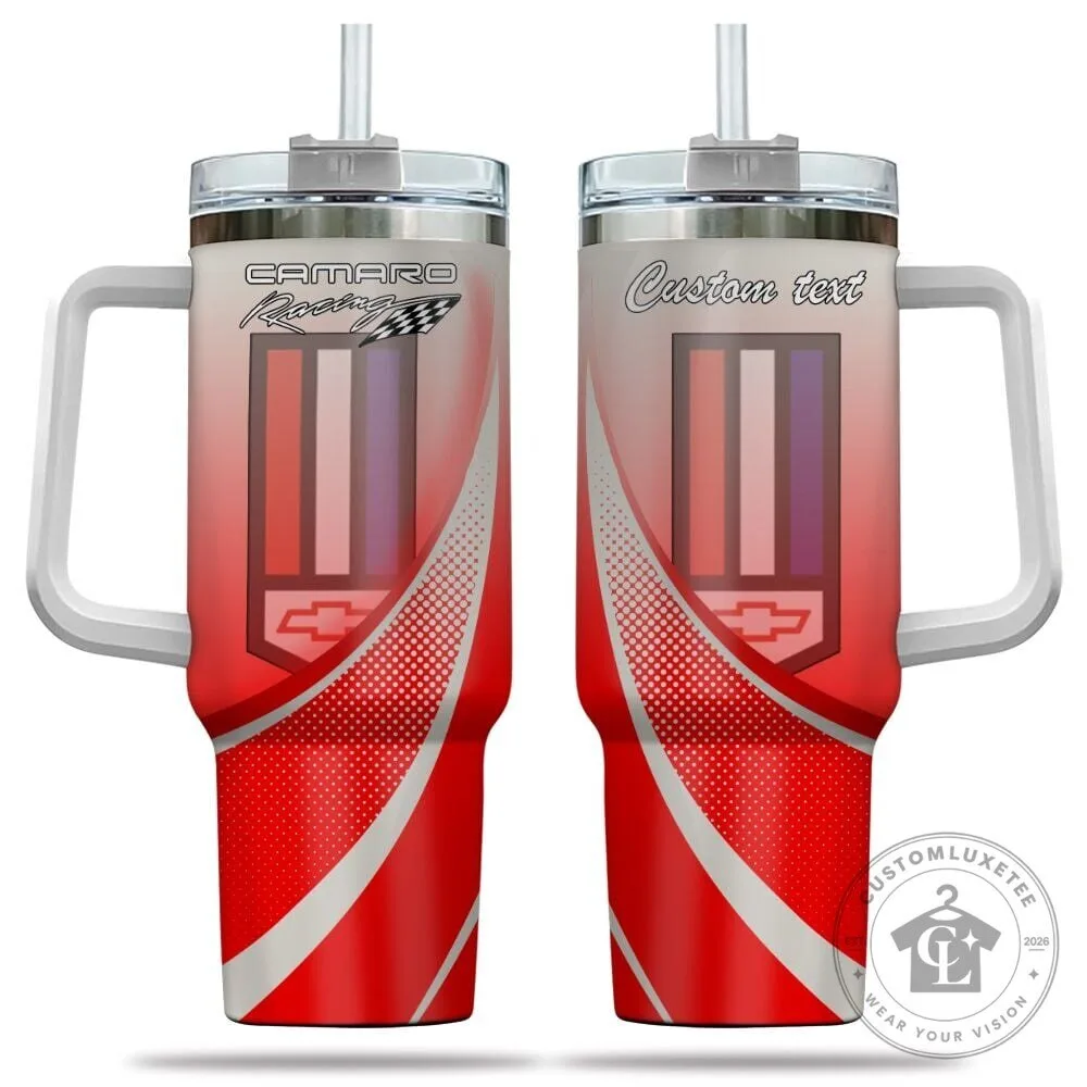 Chevrolet Camaro Racing Custom Name Insulated Stainless Steel Tumbler with Handle