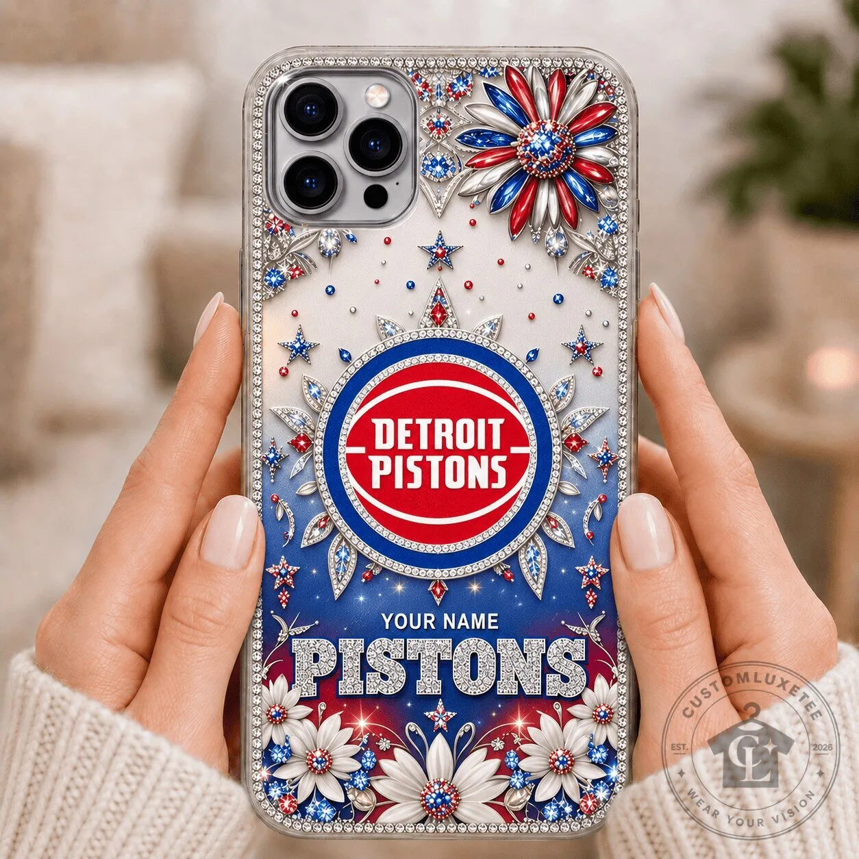 Detroit Pistons NBA Basketball Team Rhinestone Phone Case