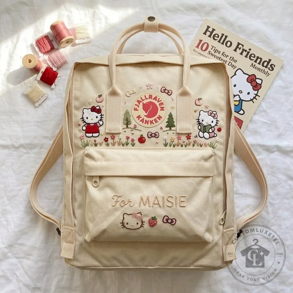 Hello Kitty Embroidered Fjallraven Kanken Backpack with Custom Name 12 Hello Kitty Embroidered Fjallraven Kanken Backpack with Custom Name