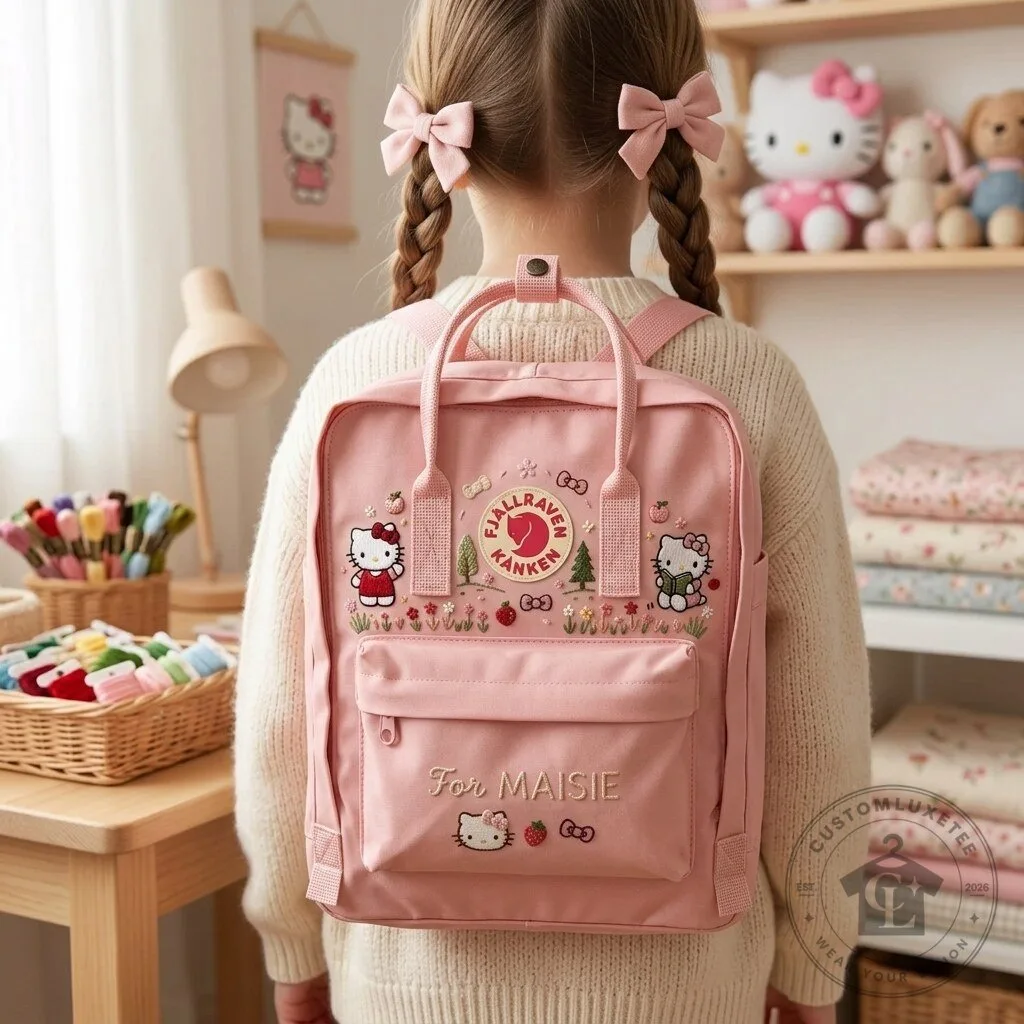 Hello Kitty Embroidered Fjallraven Kanken Backpack with Custom Name 13 Hello Kitty Embroidered Fjallraven Kanken Backpack with Custom Name