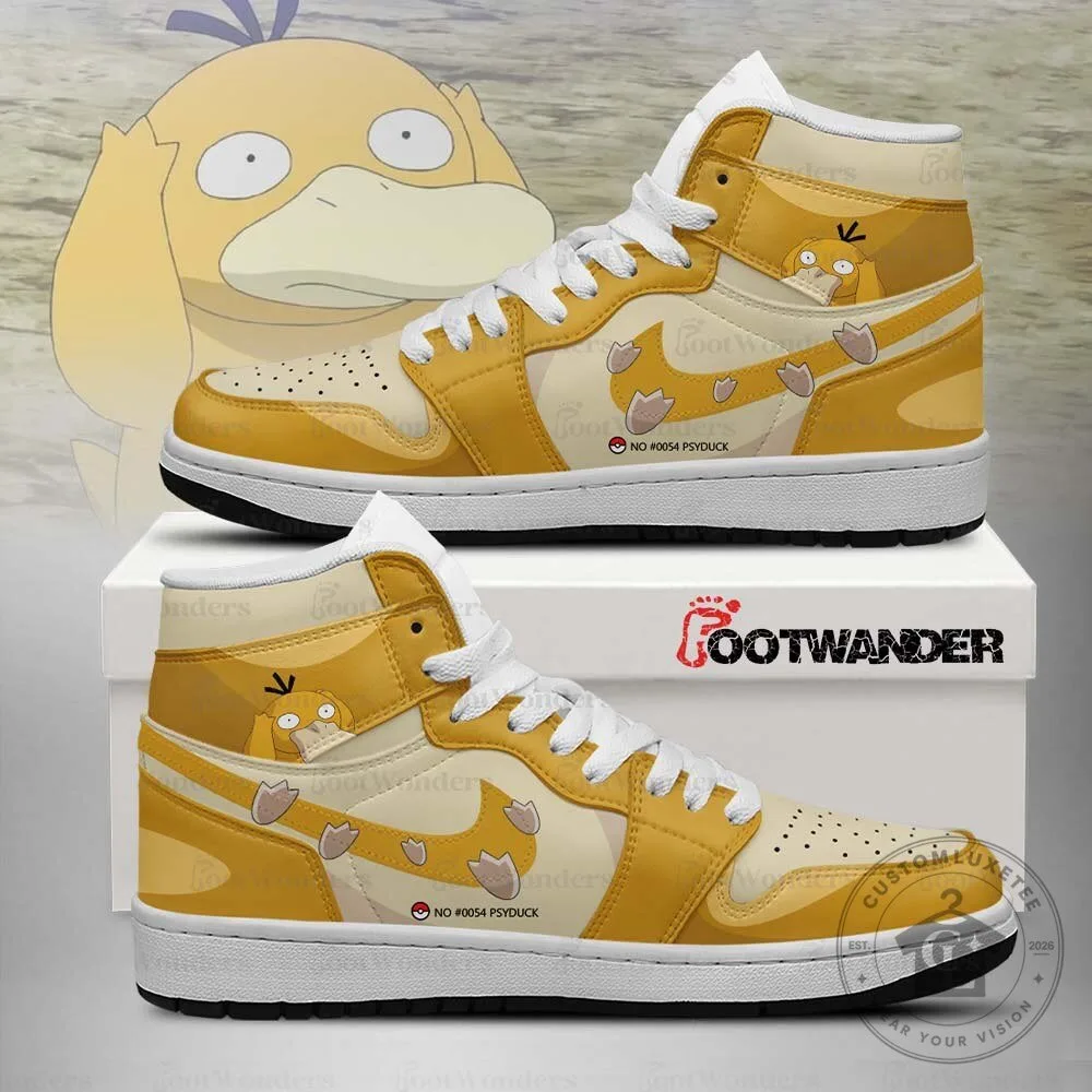 Psyduck Pokemon High Top Sneakers Custom Anime Character Footwear