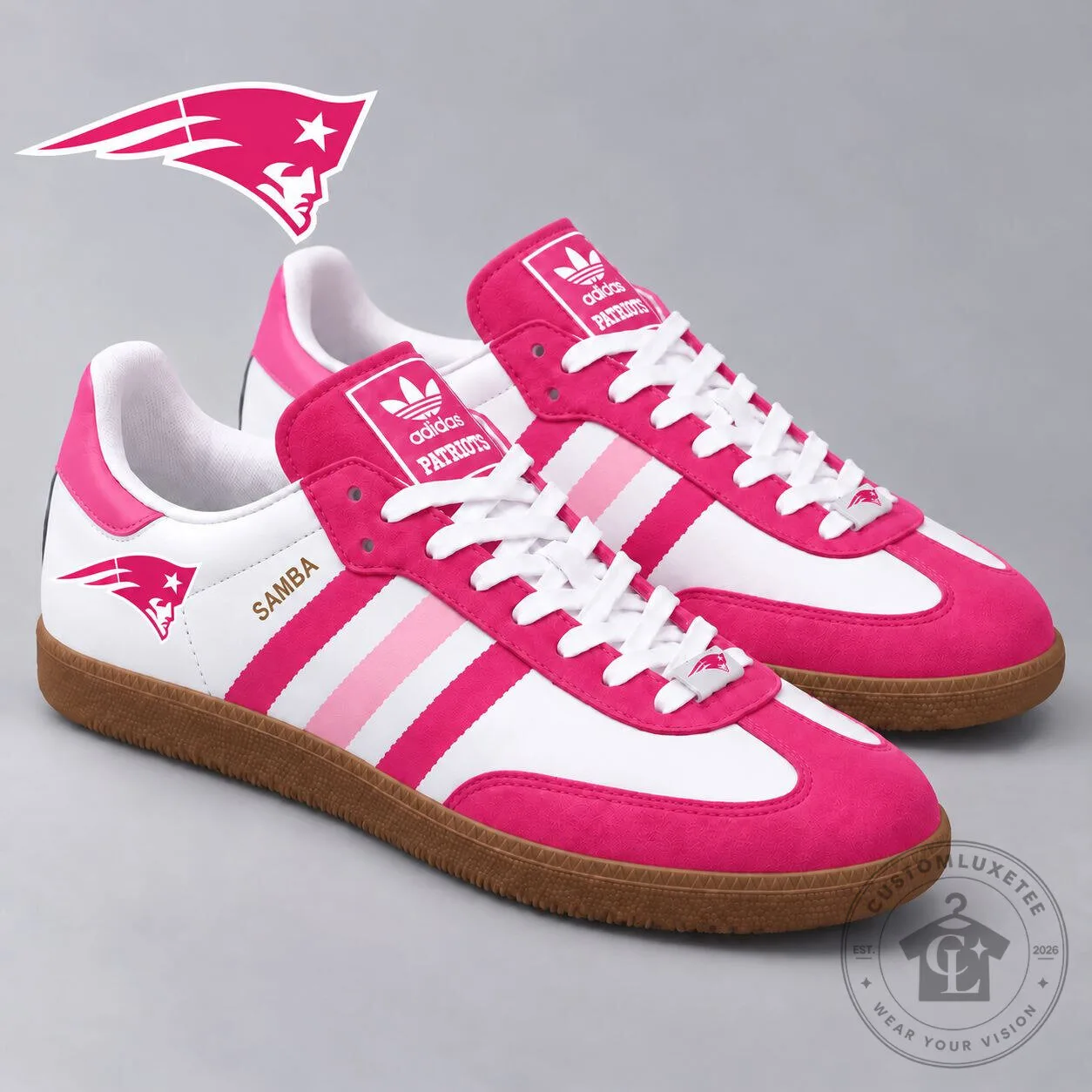 New England Patriots Pink Breast Cancer Awareness Samba Shoes