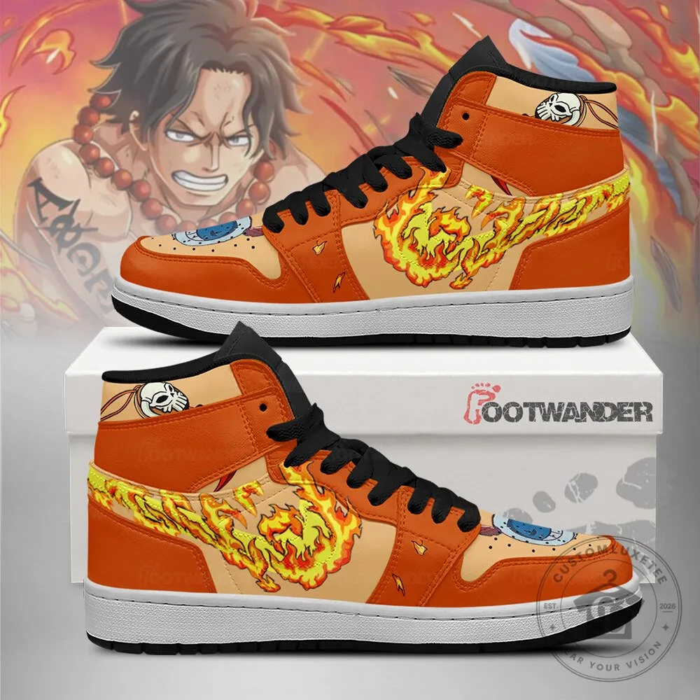 Portgas D. Ace One Piece Anime Inspired High-Top Sneakers
