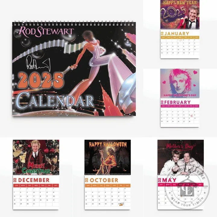 Rod Stewart 2025 Wall Calendar with Monthly Holiday Designs
