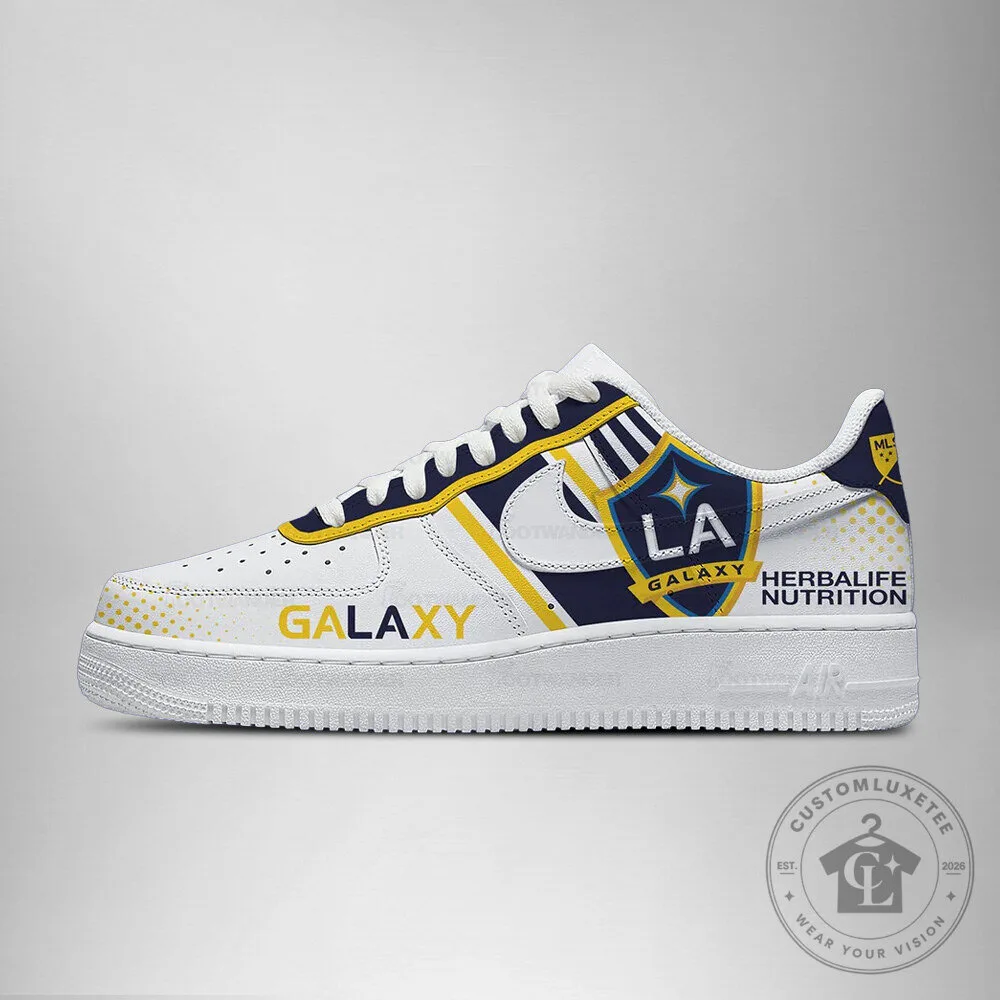 Los Angeles Galaxy Major League Soccer Team Logo White Sneakers Shoes 8 Los Angeles Galaxy Major League Soccer Team Logo White Sneakers Shoes