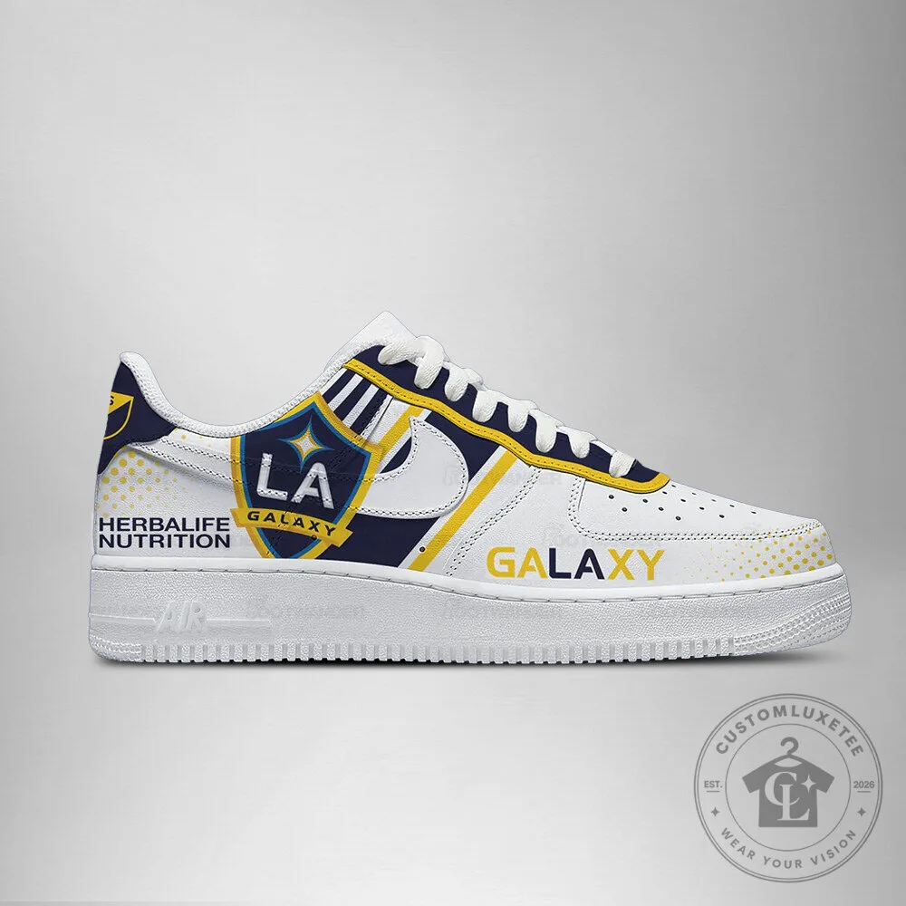 Los Angeles Galaxy Major League Soccer Team Logo White Sneakers Shoes 9 Los Angeles Galaxy Major League Soccer Team Logo White Sneakers Shoes