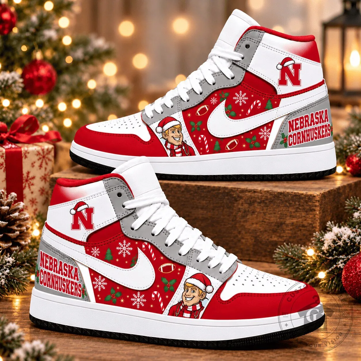 Nebraska Cornhuskers Christmas Holiday High-Top Sneakers Shoes