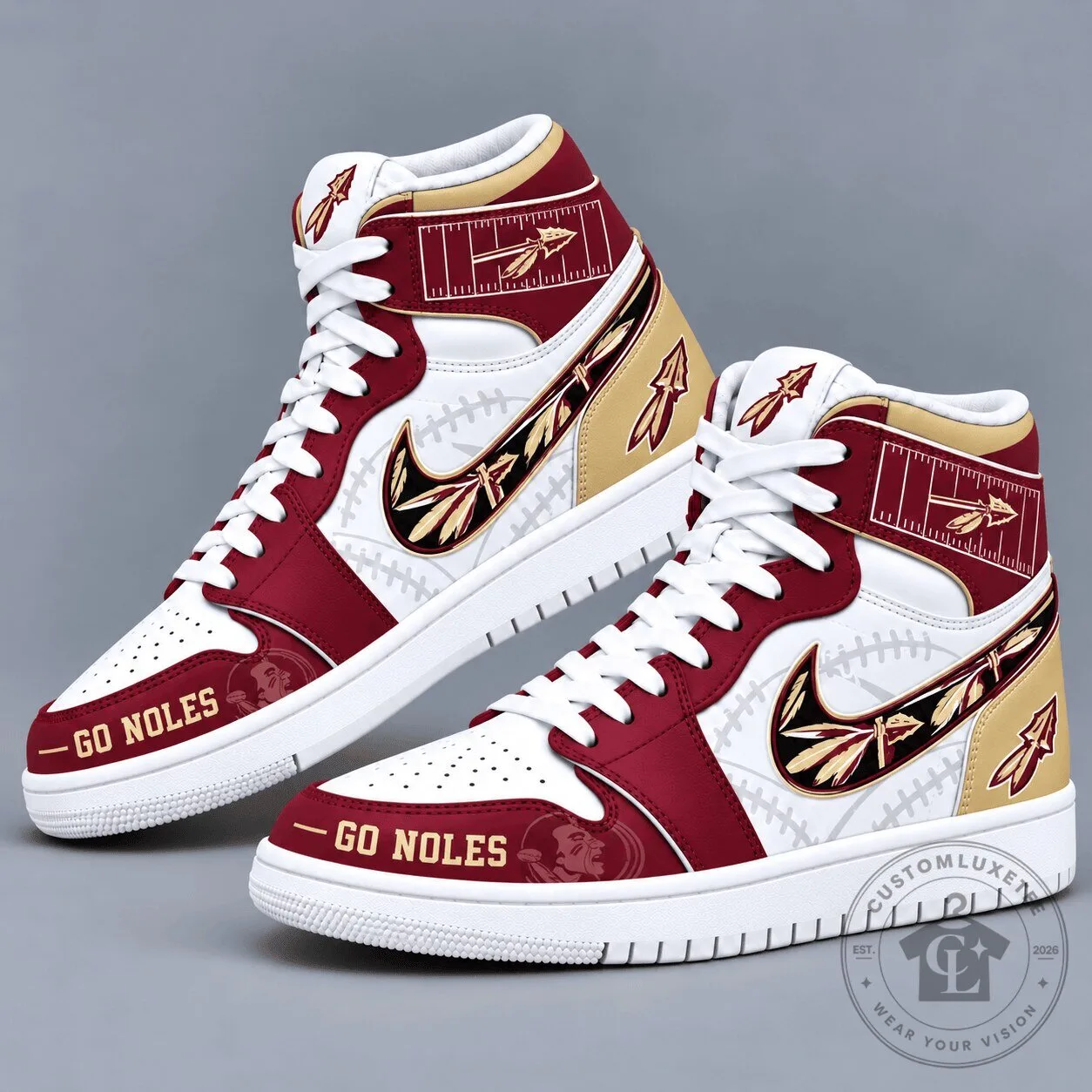 Florida State Seminoles Team Spirit Custom Design High-Top Sneakers Shoes