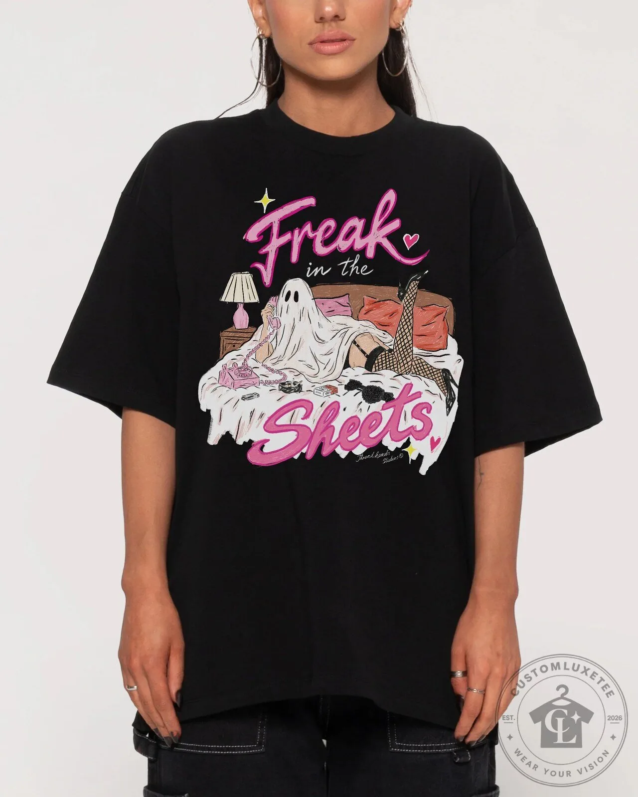 Freak In The Sheets Ghost Halloween Spooky Funny Graphic T-Shirt 30 Freak In The Sheets Ghost Halloween Spooky Funny Graphic T-Shirt