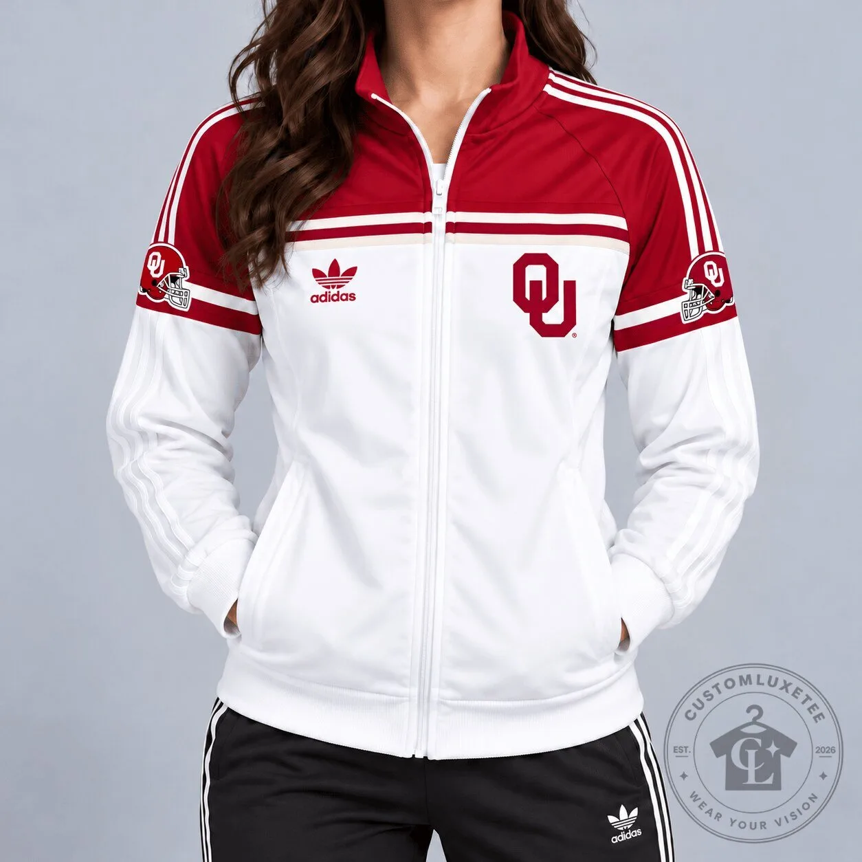 Oklahoma Sooners Adidas NCAA Heritage Varsity Full-Zip Casual Jacket