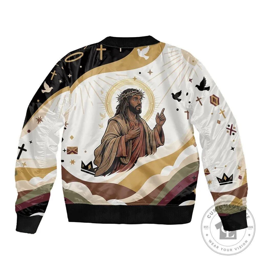 King Jesus African American Christ Religious Christian Faith Holy Cross Bomber Jacket 9 King Jesus African American Christ Religious Christian Faith Holy Cross Bomber Jacket