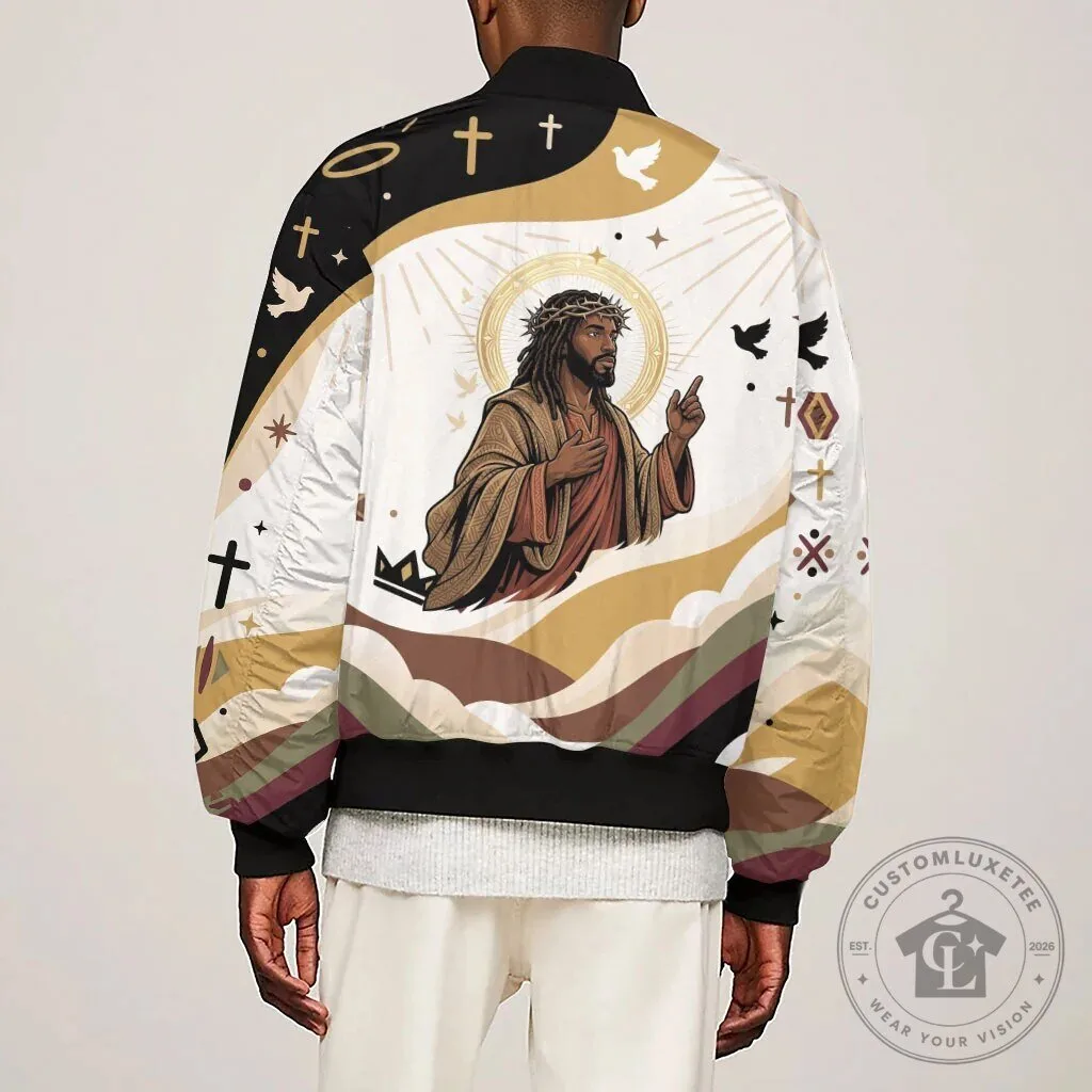 King Jesus African American Christ Religious Christian Faith Holy Cross Bomber Jacket 11 King Jesus African American Christ Religious Christian Faith Holy Cross Bomber Jacket