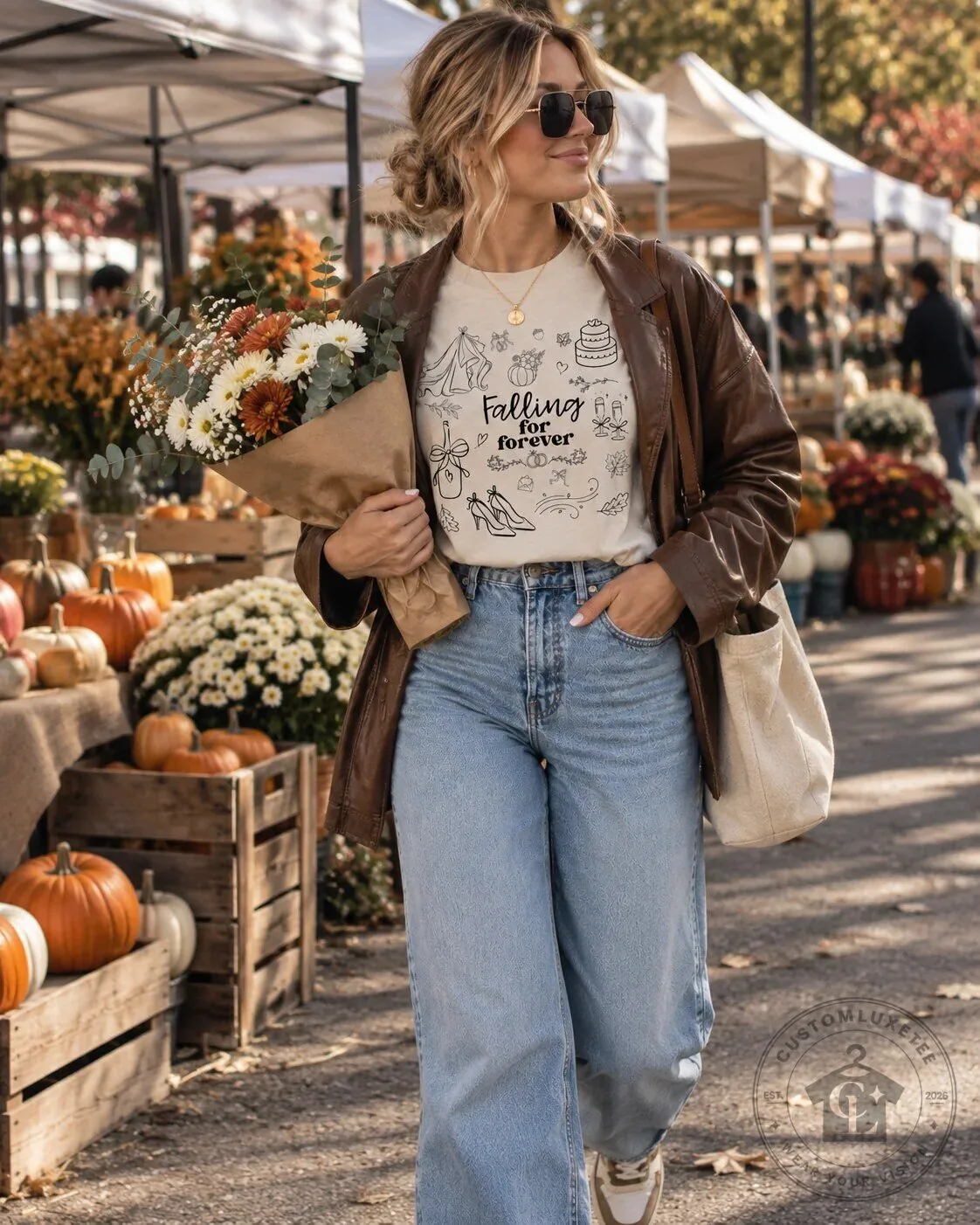 Falling for Forever Autumn Wedding Bridal Shower T-Shirt 15 Falling for Forever Autumn Wedding Bridal Shower T-Shirt