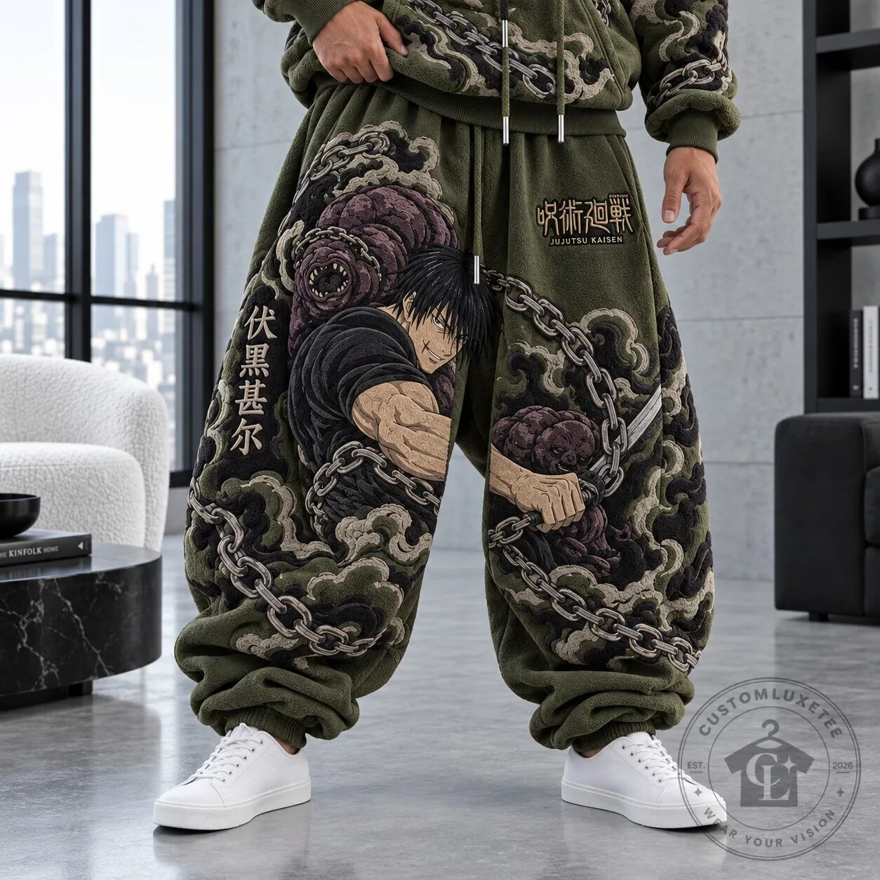 Jujutsu Kaisen Toji Fushiguro Anime Art Fleece Sweatpants