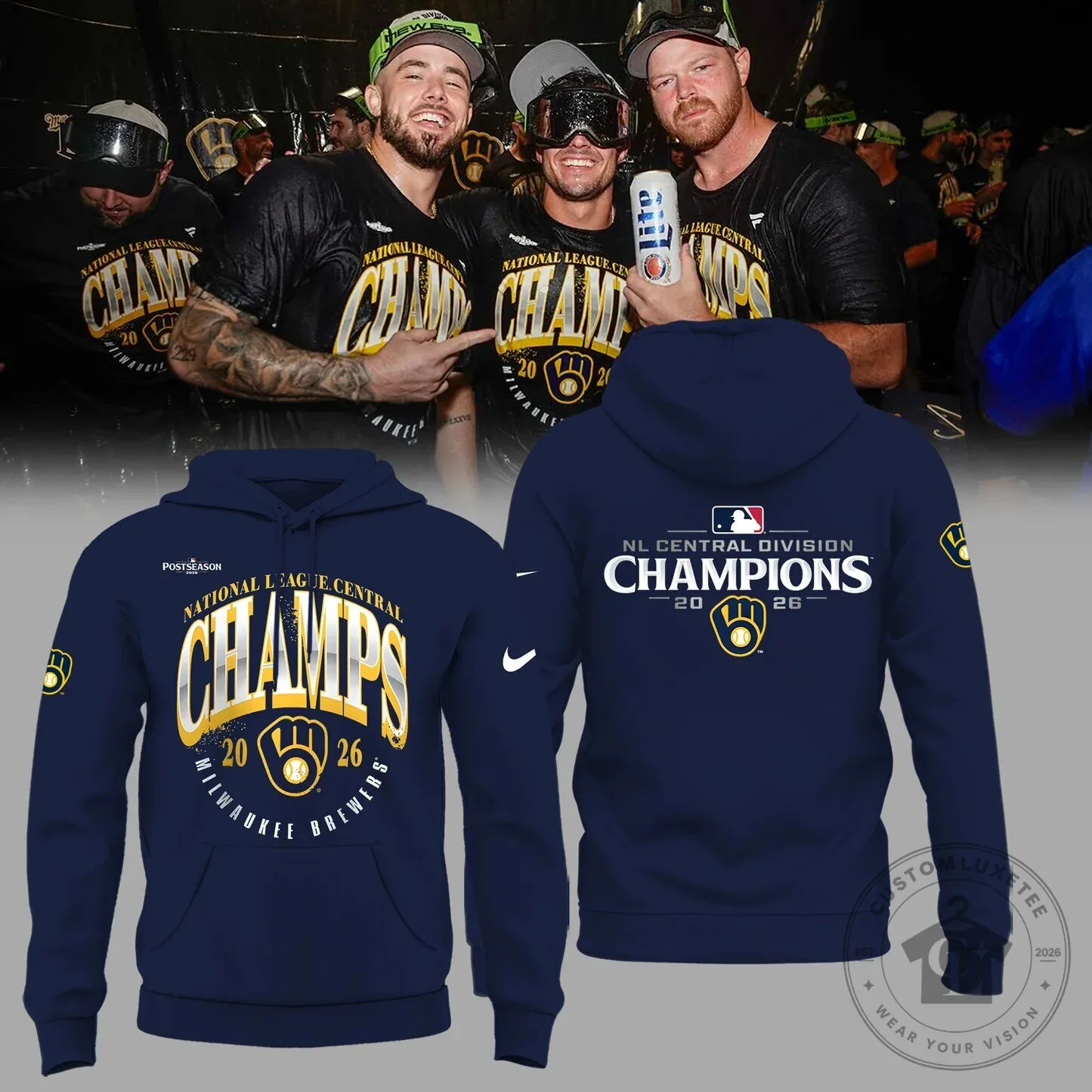 Hoodie of 2026 National League Central Division Champions - Milwaukee Brewers