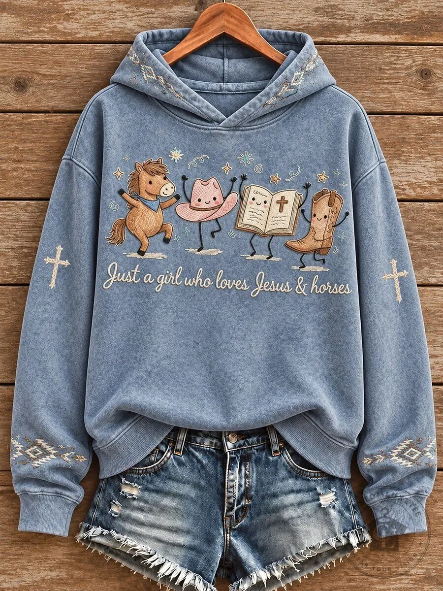 Christian Horse Lover Women's Embroidered Hoodie