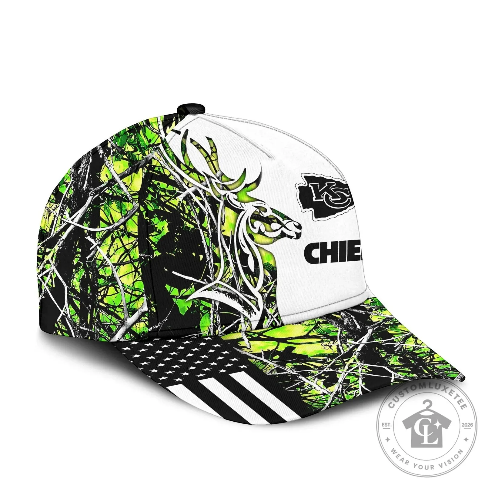 Kansas City Chiefs Hunting Camouflage Deer American Flag Baseball Cap Hat 13 Kansas City Chiefs Hunting Camouflage Deer American Flag Baseball Cap Hat