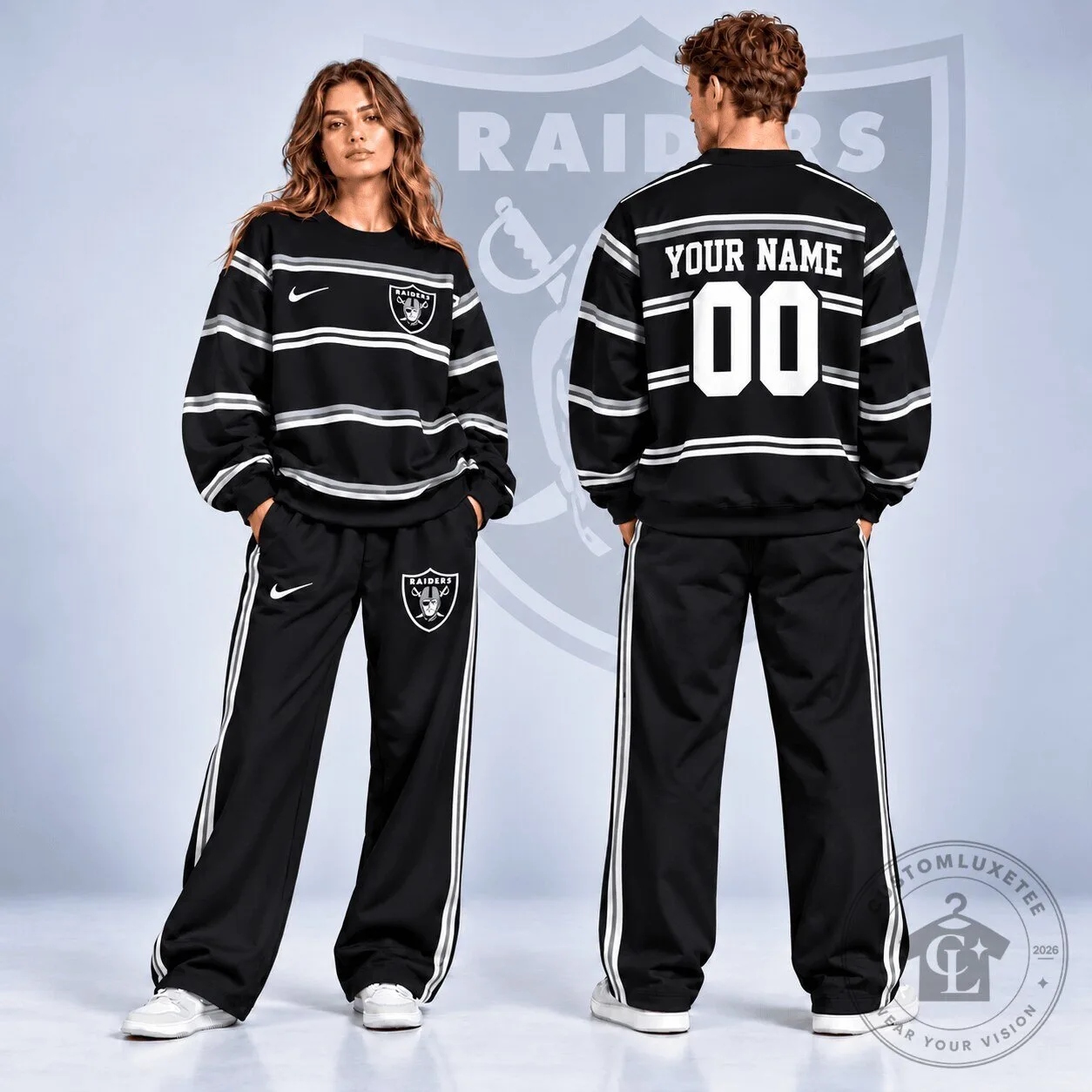 Las Vegas Raiders NFL Team Black Striped Sweatshirt