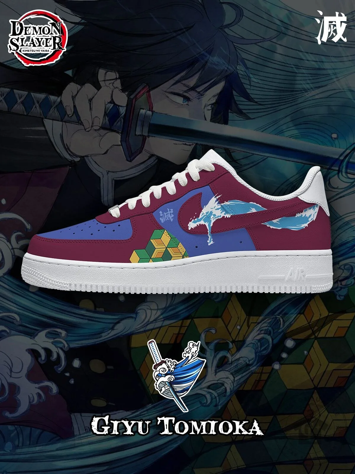 Demon Slayer Giyu Tomioka Anime Character Custom Design Sneakers