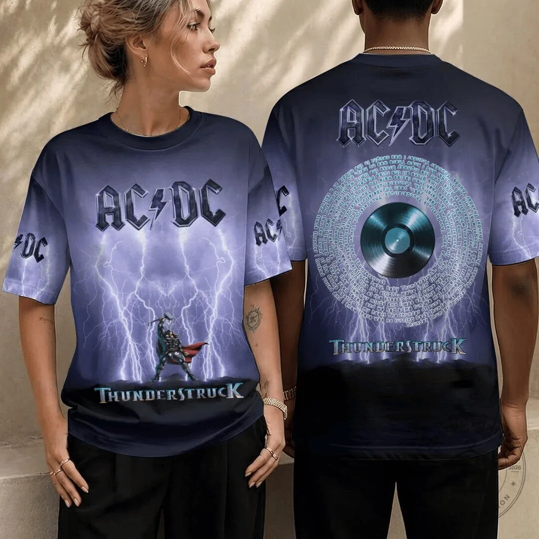 AC/DC Thunderstruck Lightning Rock Band Music Album Graphic T-Shirt