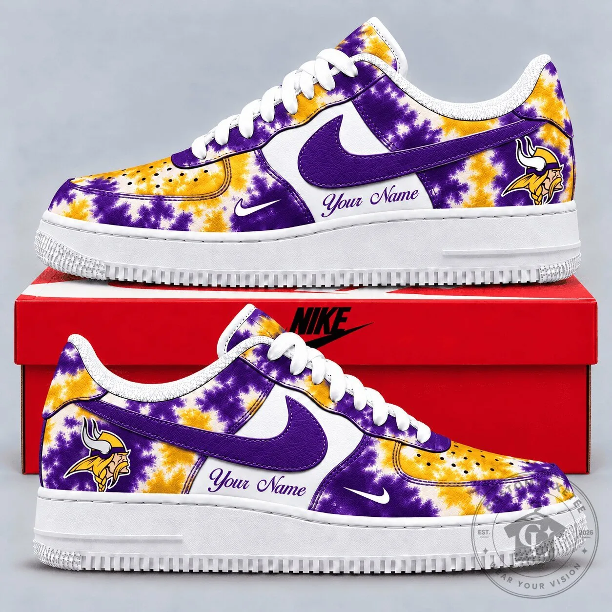 Minnesota Vikings Tie Dye Custom Name National Football League Sneakers