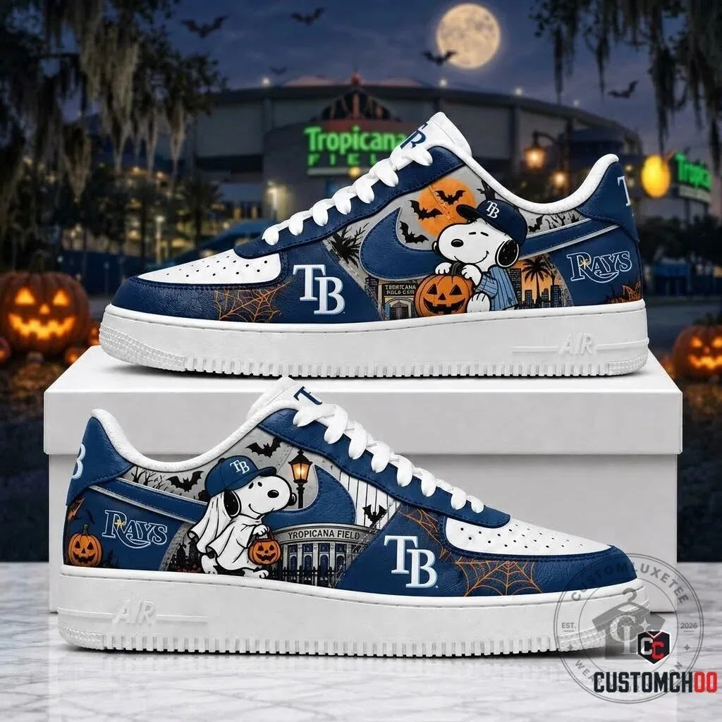 Halloween Air Force 1 Shoes featuring Snoopy and the Tampa Bay Rays