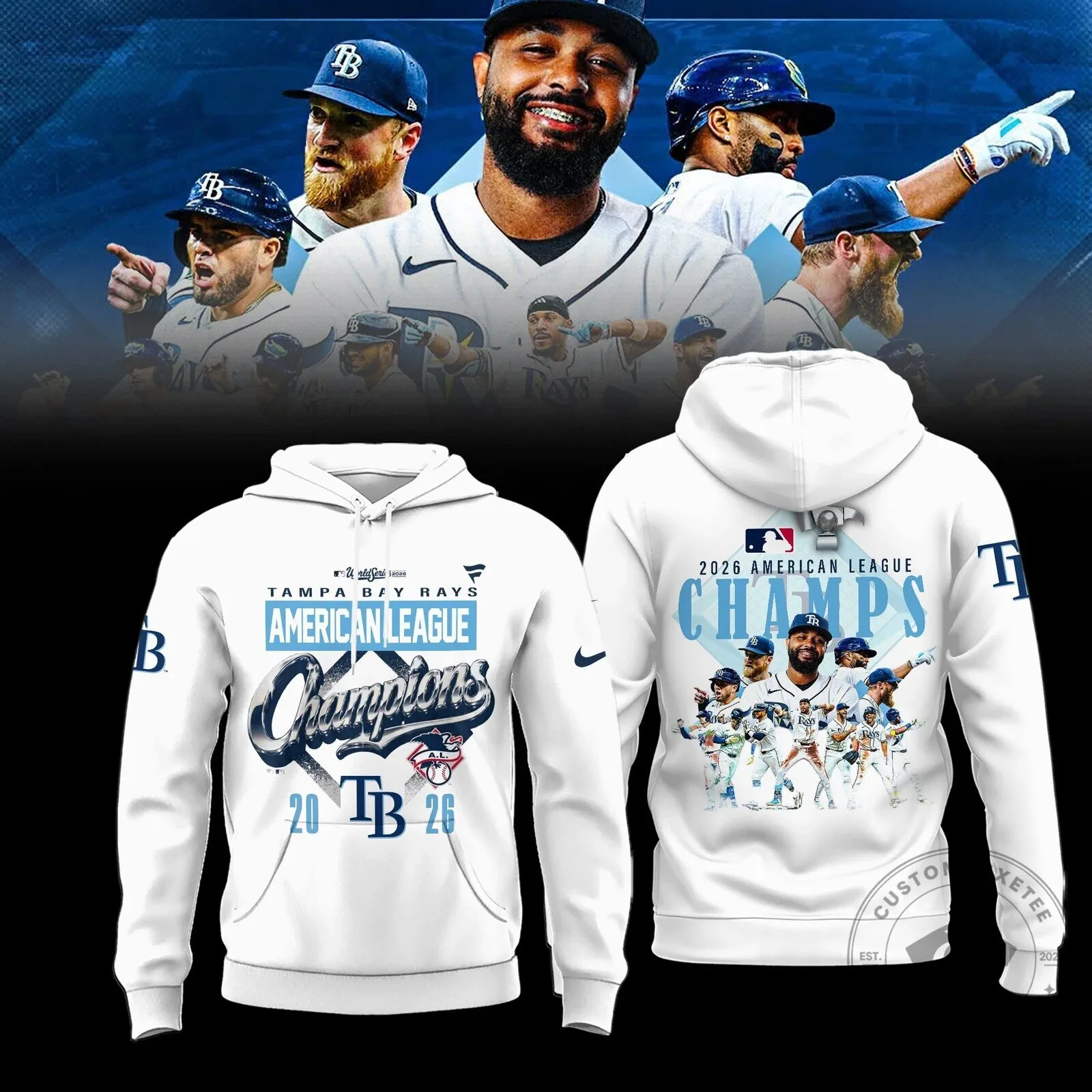 2026 American League Champions Hoodie in White - Tampa Bay Rays