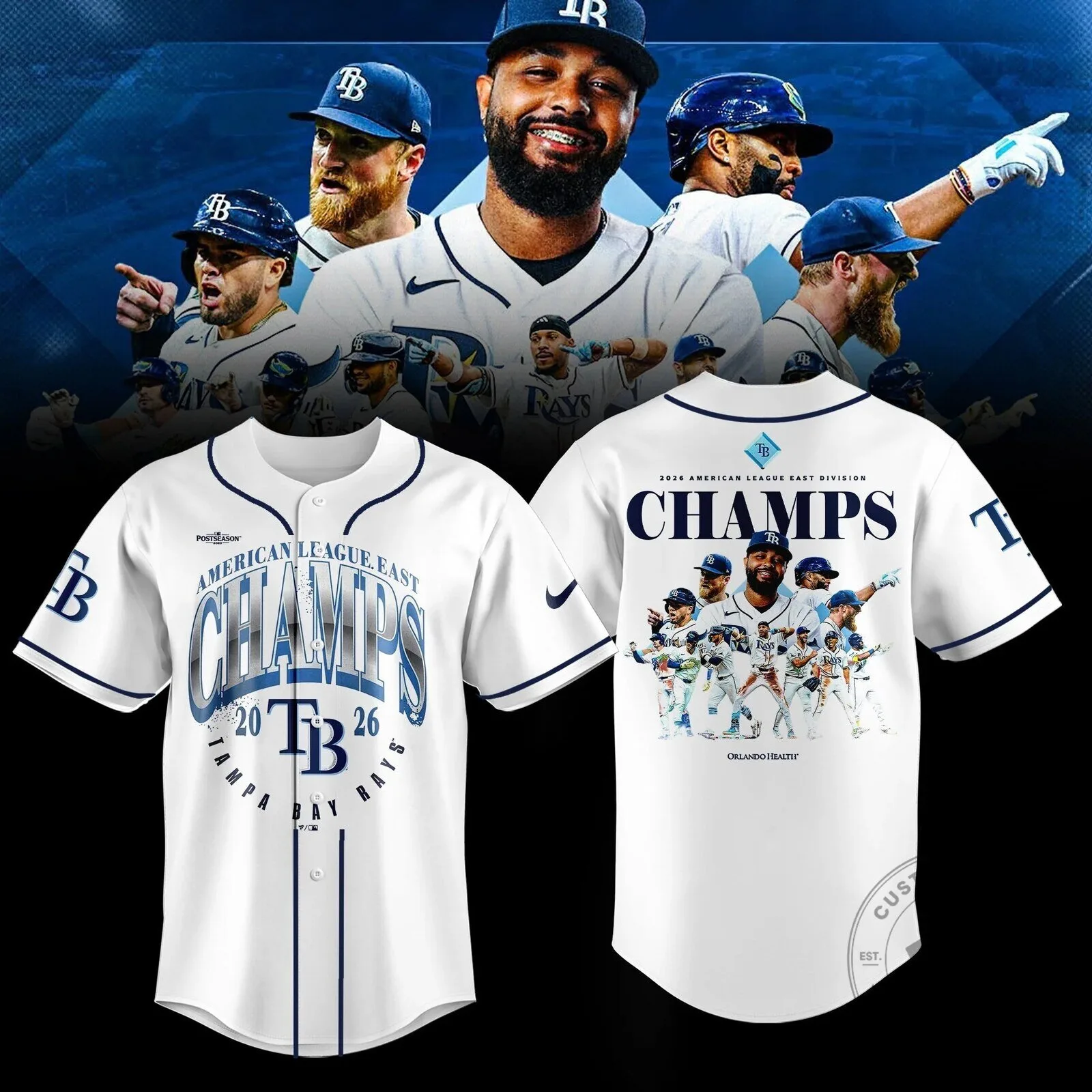 2026 American League East Division Champions Jersey - Tampa Bay Rays Baseball