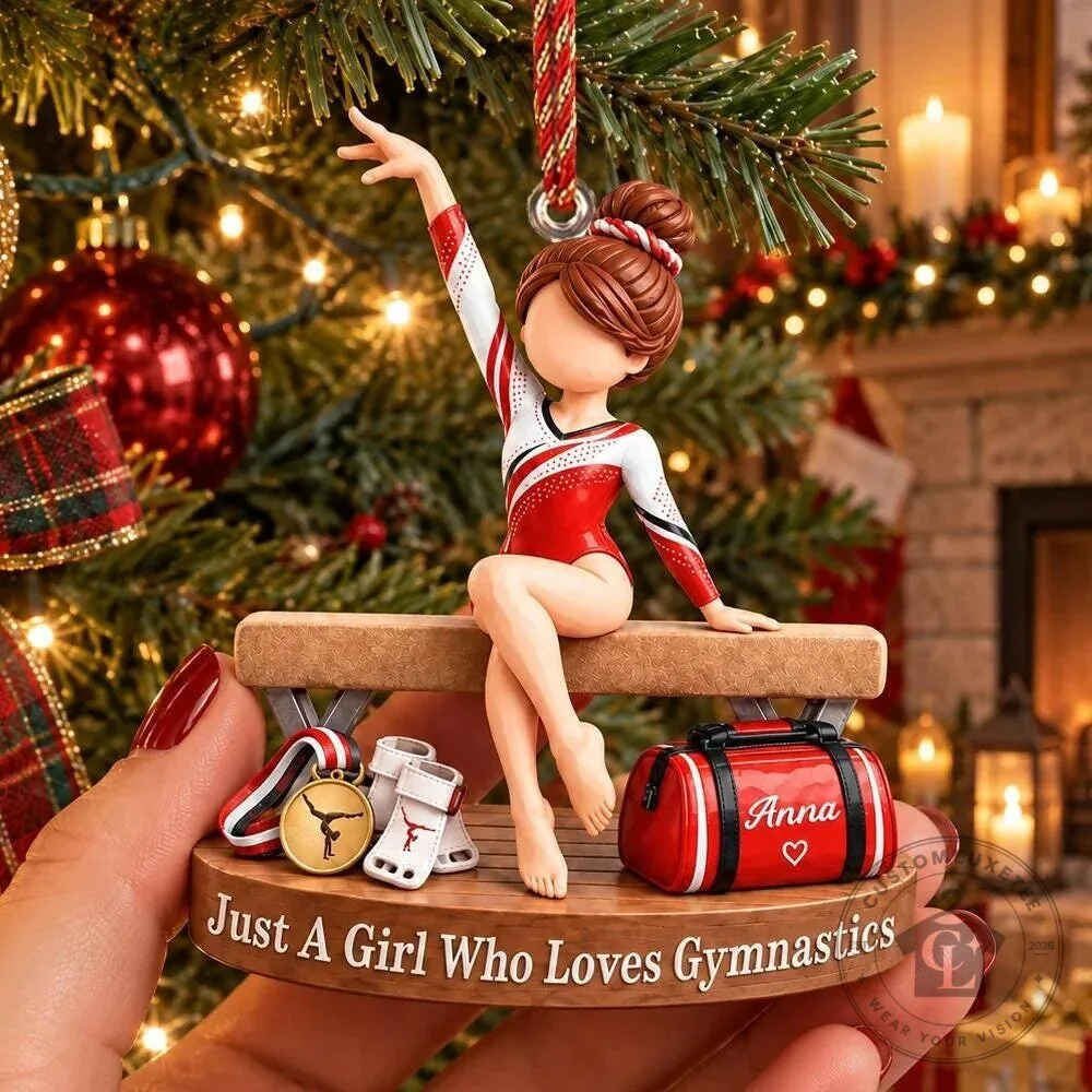 Personalized Just A Girl Who Loves Gymnastics Christmas Tree Ornament