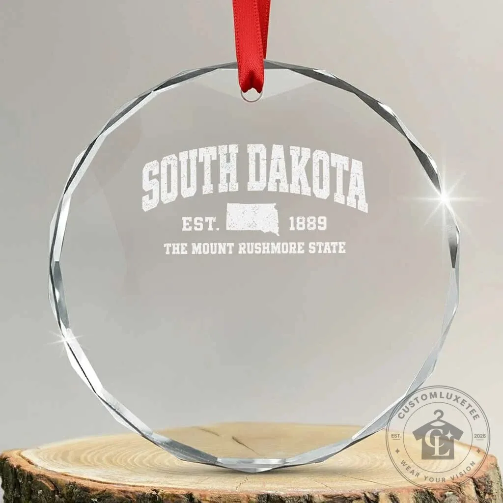 South Dakota The Mount Rushmore State Est 1889 Vintage Athletic Style Christmas Ornament