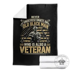 African American Veteran Throw Blanket for Old Black Man Who Is Also A Veteran