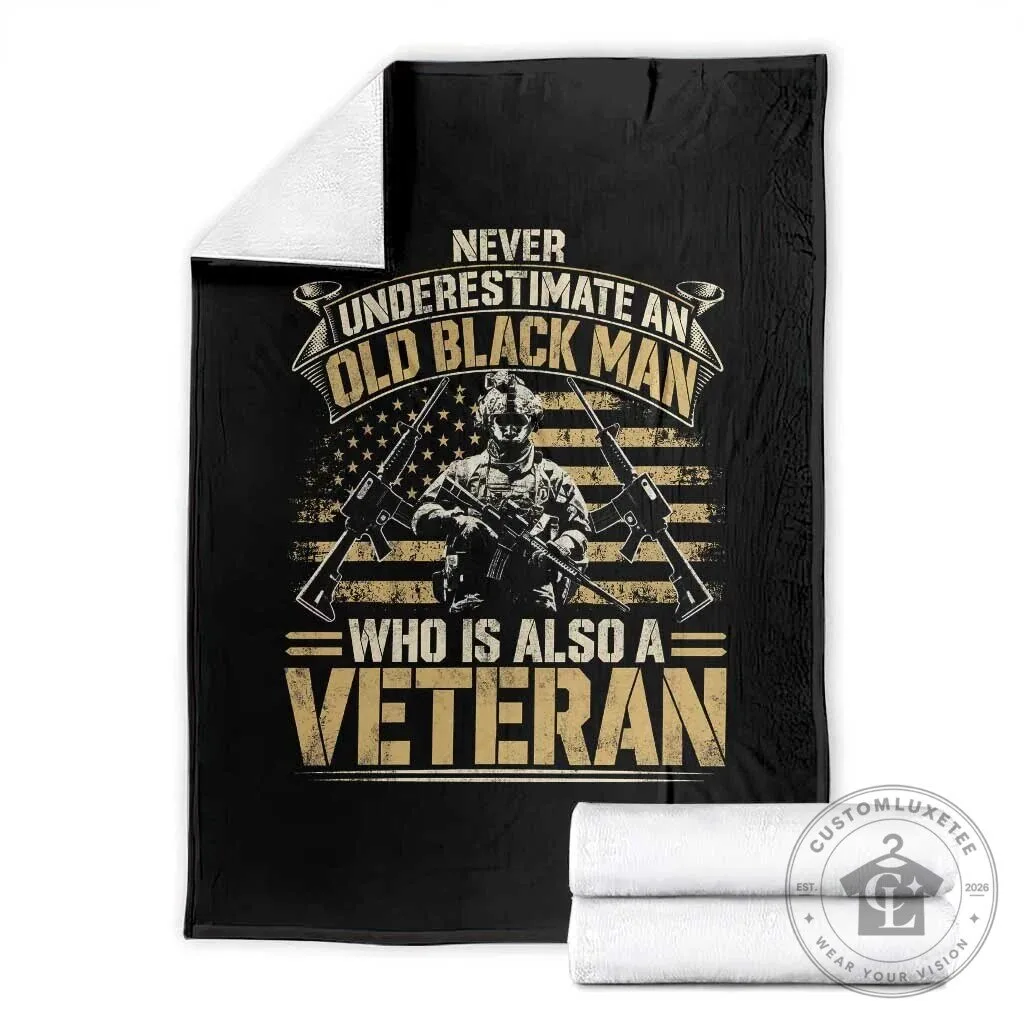 African American Veteran Throw Blanket for Old Black Man Who Is Also A Veteran