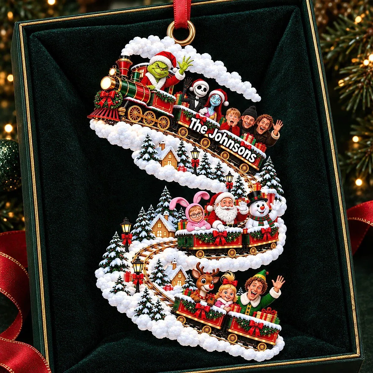 Personalized Christmas Train Family Holiday Ornament