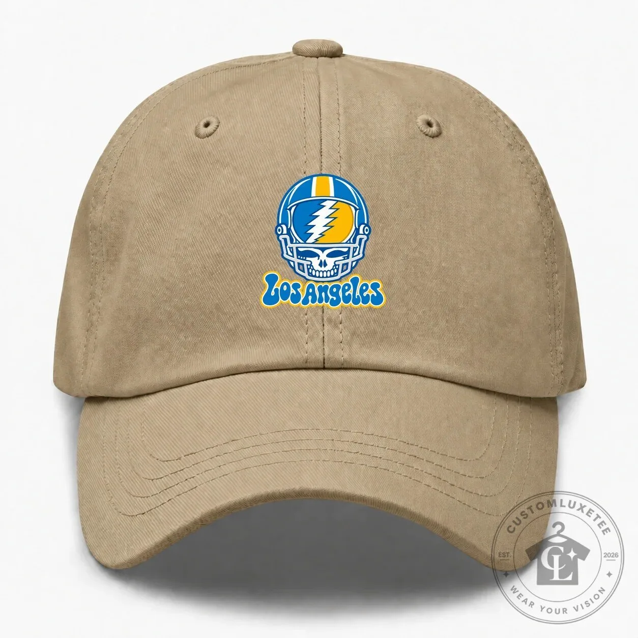 Los Angeles Chargers Grateful Dead Stealie Football Helmet Dad Hat