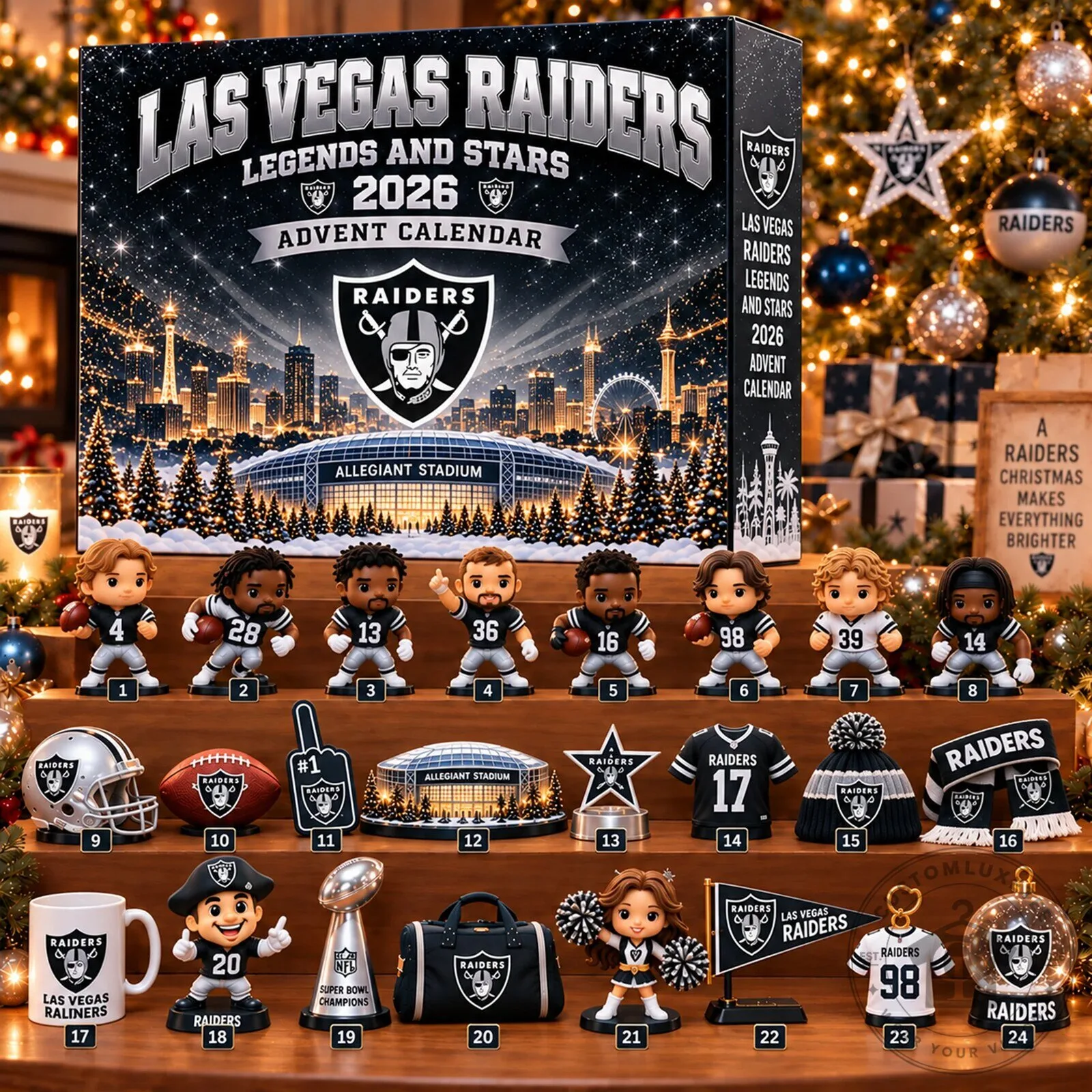 Las Vegas Raiders Legends and Stars 2026 NFL Football Advent Calendar 2D